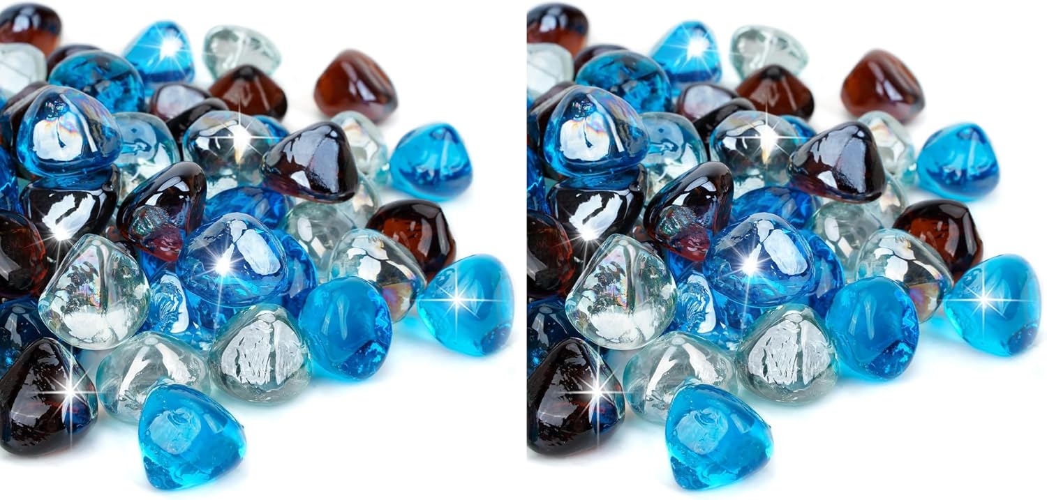 Mr. Fireglass 10 Pounds 1 Inch Diamond Fire Glass, High Luster Crystal Ice | Reflective Fire Pit Glass Rocks,10 lbs, For Propane & Natural Gas Fire Pits Table Fireplace & Lanscape
