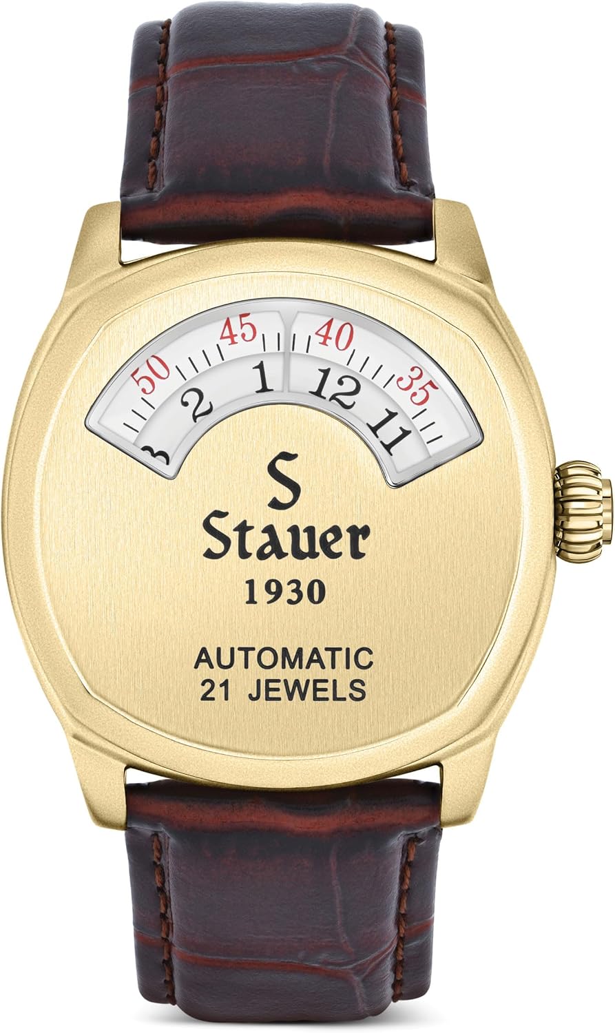 Stauer 1930 Dashtronic Watch Cotswold Genuine Men's Automatic Watch with Leather Band and Stainless Steel Case 21-Jewel Movement and 3-ATM Water Resistant
