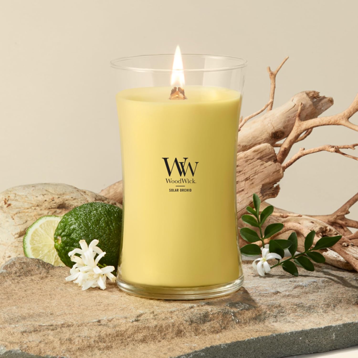 WoodWick Lavender Spa Gifts for Women and Men, 9.7 oz Medium Hourglass Candle with Crackling Wick