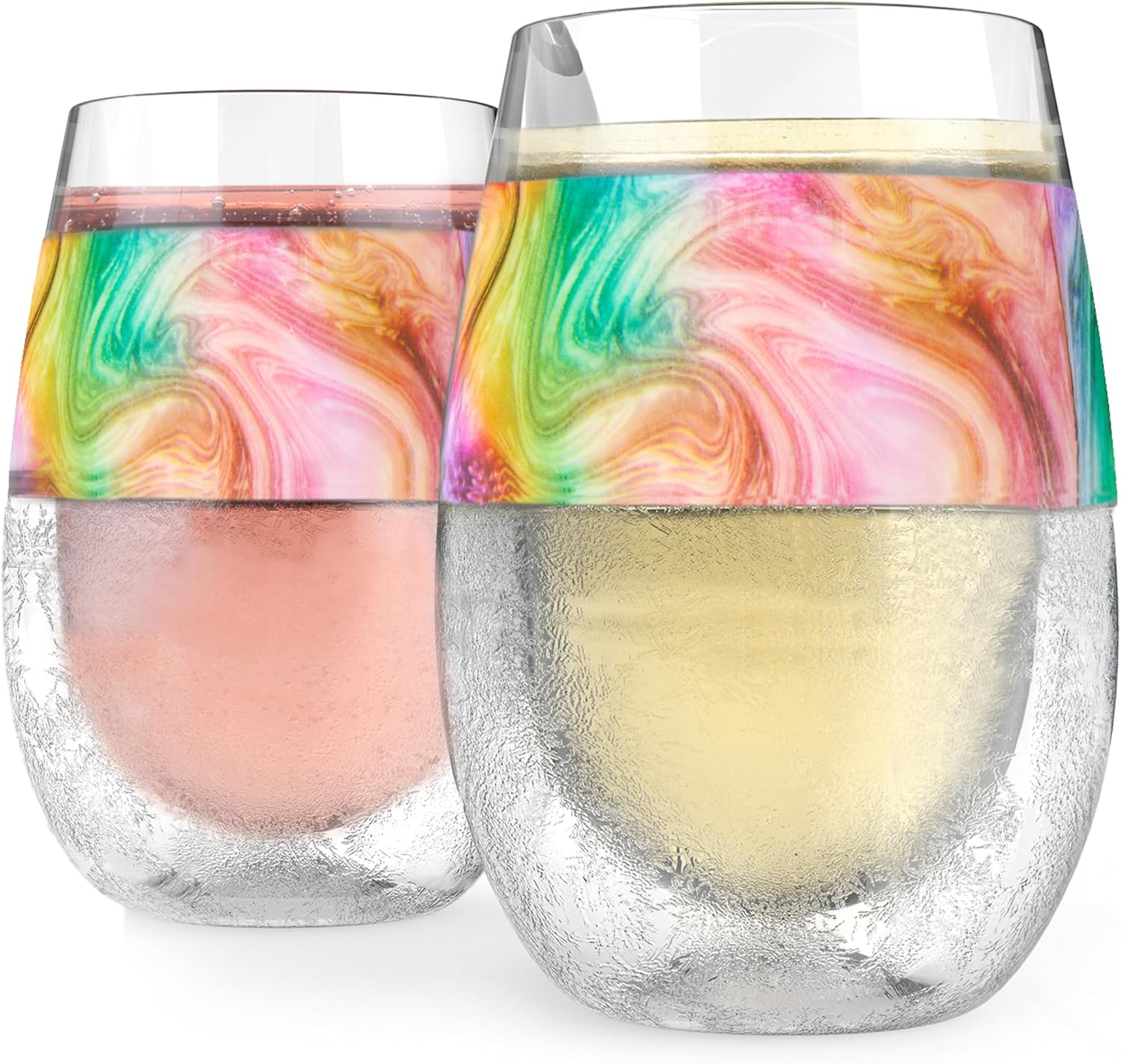Host Wine Freeze Cup Set of 2 - Plastic Double Wall Insulated Drink Cup, Freezable Vacuum Insulated Wine Glasses, 8.5 oz Blue