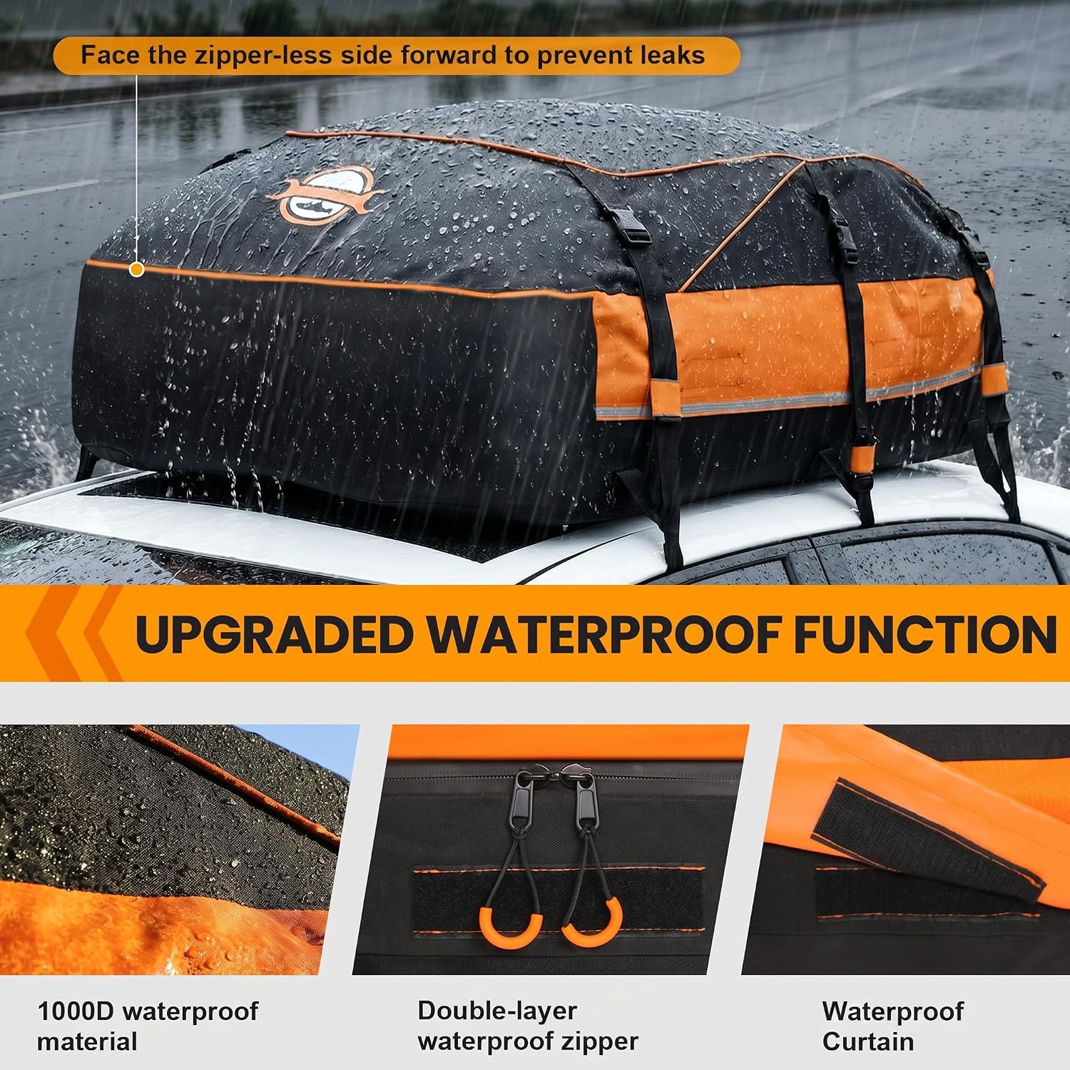 Sailnovo Aerodynamic Rooftop Cargo Carrier Bag, 20 Cubic Feet Waterproof | Fit Most Vehicles with/Without Rack, Hold Luggage for 4-6, Include Anti-Slip Mat, Storage Bag, Reinforced Straps & Lock