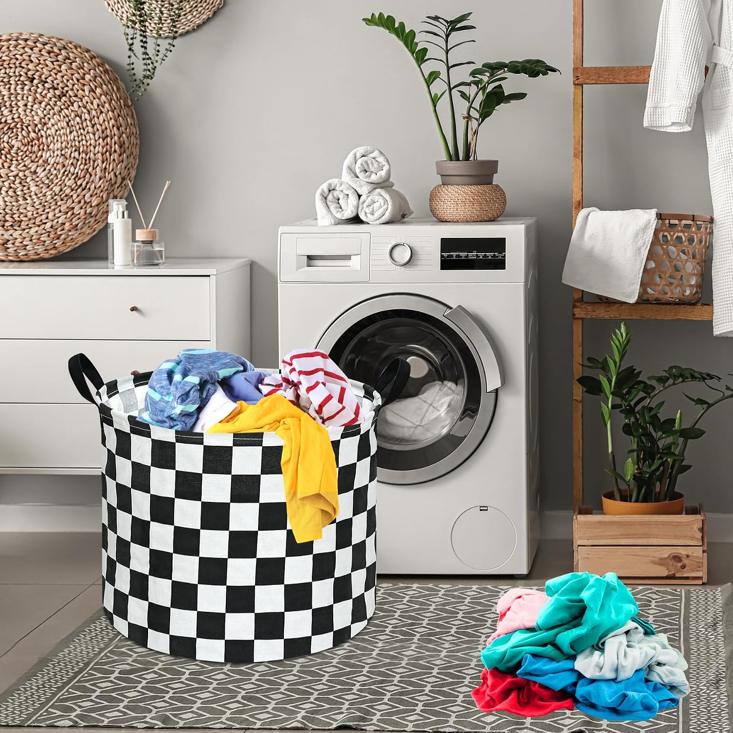 MAIZMZ Kids Hamper Storage Basket Nursery Bins Baby Gift Toy Organizer Box Laundry Basket Large Canvas Collapsible Chest for