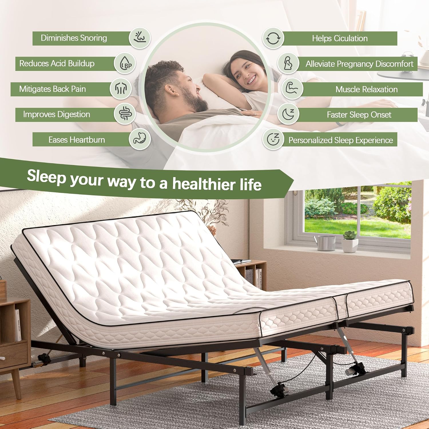 Adjustable Bed Frame Twin XL Electric Adjustable Bed Base | Head & Foot Incline, Ultra Quiet Motor, Remote Control, Fits Most Mattresses, Reduces Snoring & Boosts Circulation