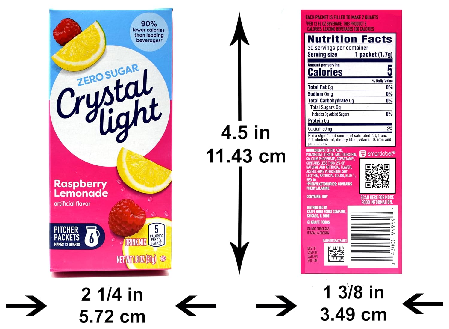 Crystal Light Raspberry Lemonade Drink Mix (Makes 12-Quarts), 1.8-Ounces Canisters (Pack of 4)