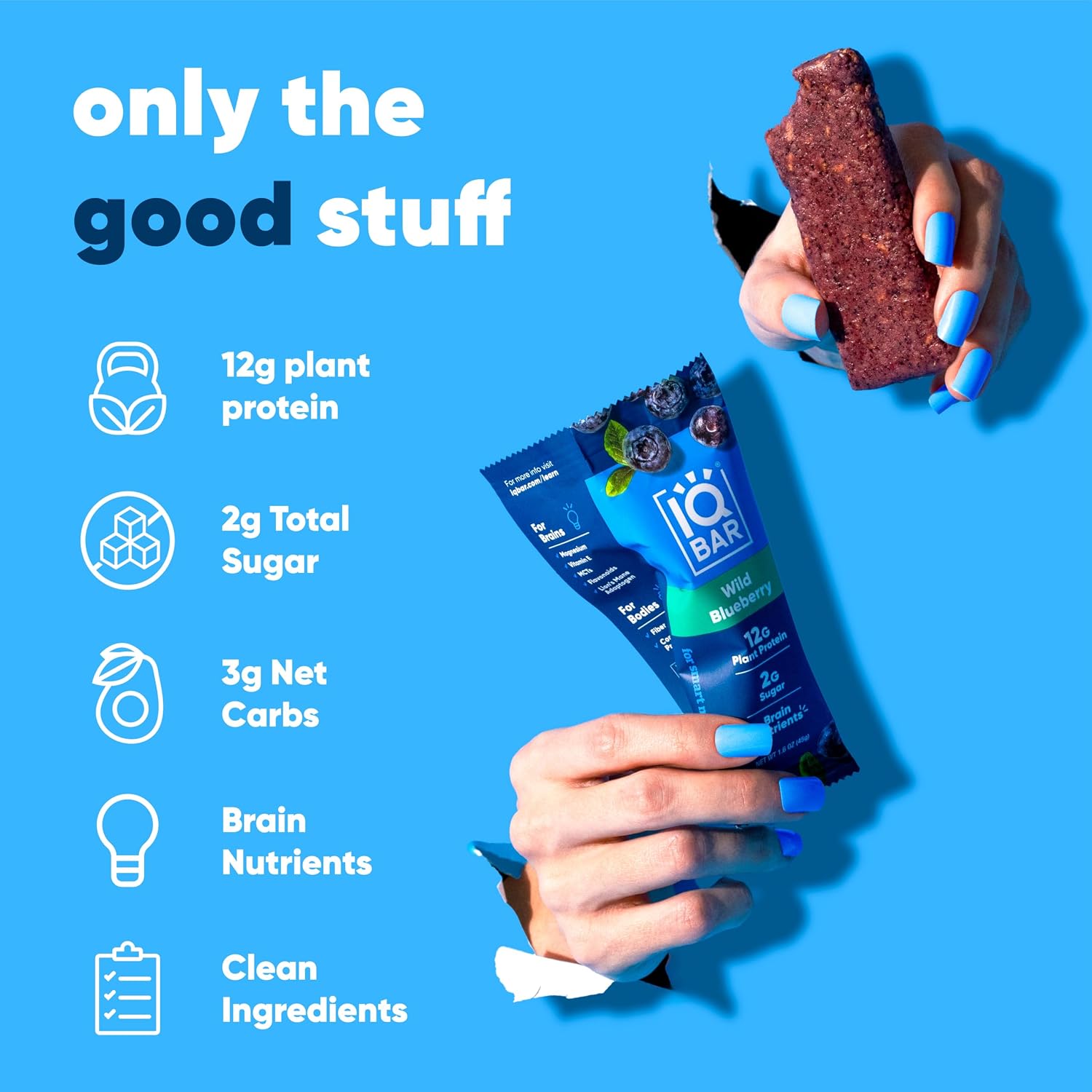 IQBAR Clean Protein Bars, Low Sugar Keto, Banana Nut 12-Count