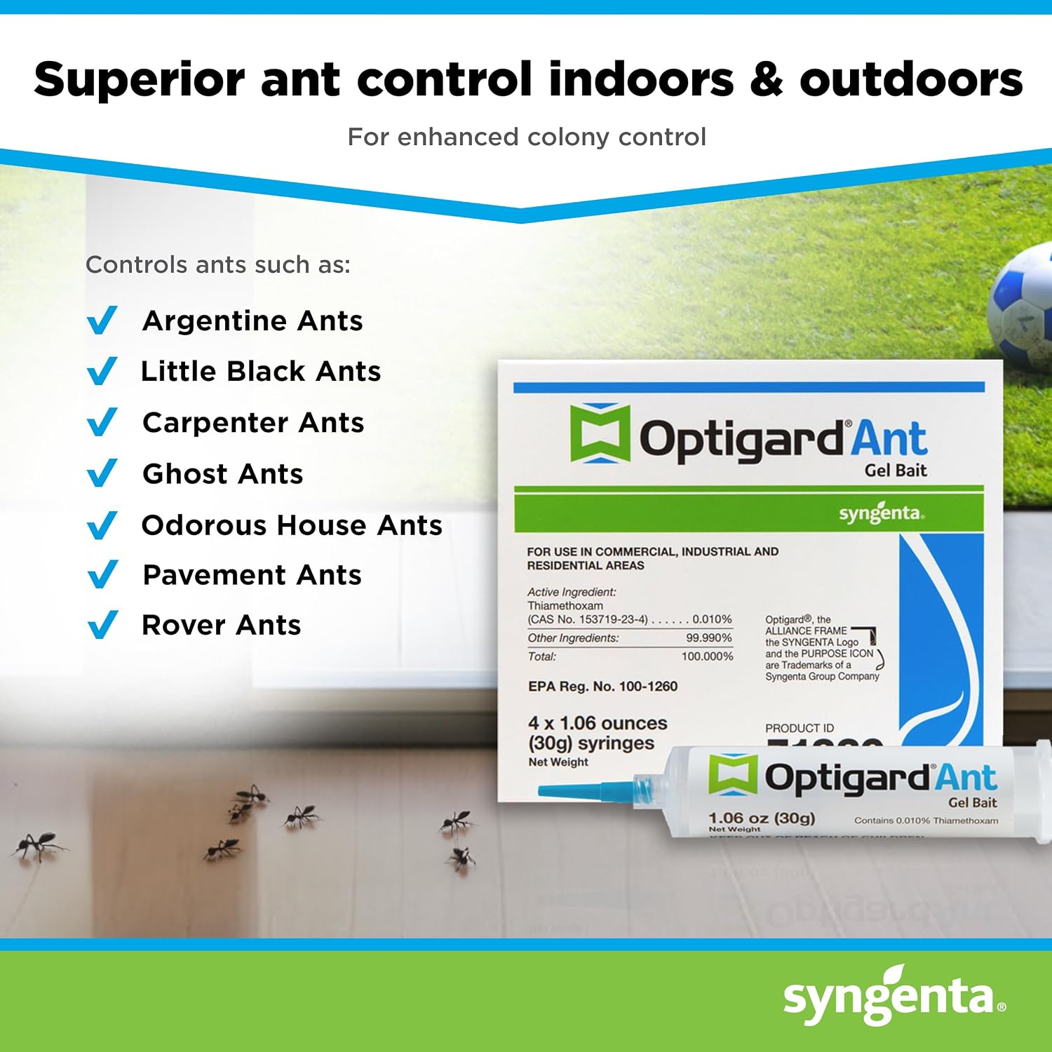 Optigard Ant Gel Bait, 4 Tubes x 30-Grams, 1 Plunger and 2 Application Tips, Effective Bait, Formulated with 0.01% Thiamethoxam