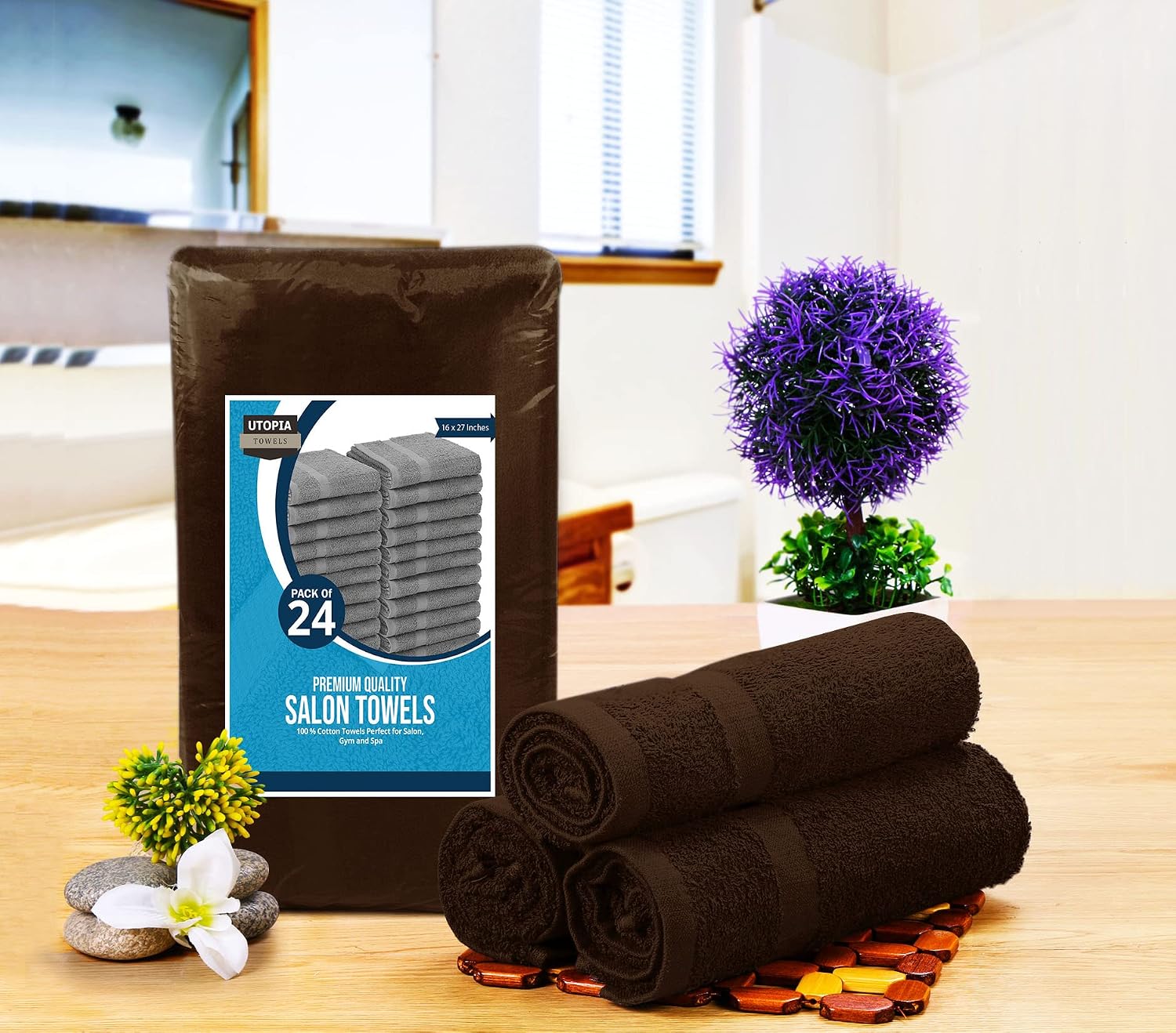 Utopia Towels Salon Towels, Pack of 24, 16x27 in, 100% Cotton, White | Highly Absorbent Lightweight Cotton Salon Towels for Hand, Gym & Beauty Care - Soft, Ideal for Spa & Home Hair Care