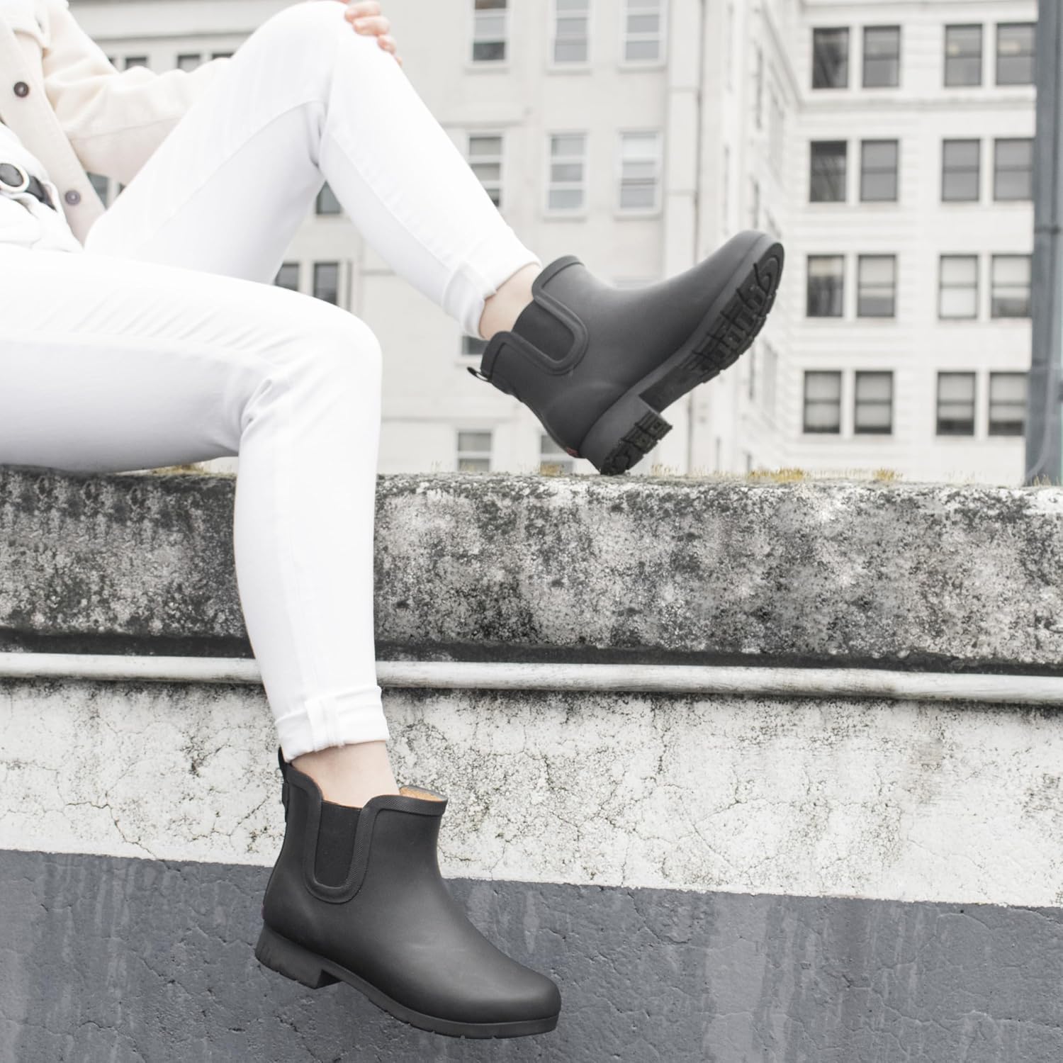 Chooka Women's Delridge Waterproof Faux Fur Chelsea Rain Boot Slip On