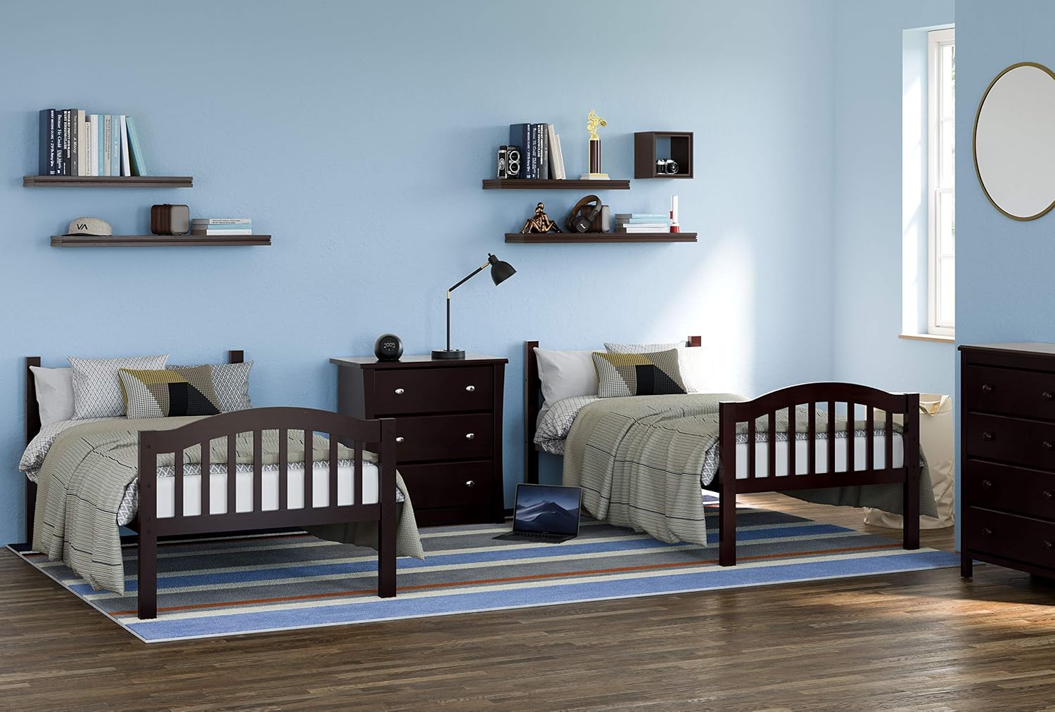 Storkcraft Long Horn Twin-Over-Twin Bunk Bed, White | GREENGUARD Gold Certified, Converts to 2 Individual Twin Beds, Wood Bunk Bed for Kids Bedroom, No Box Spring Required