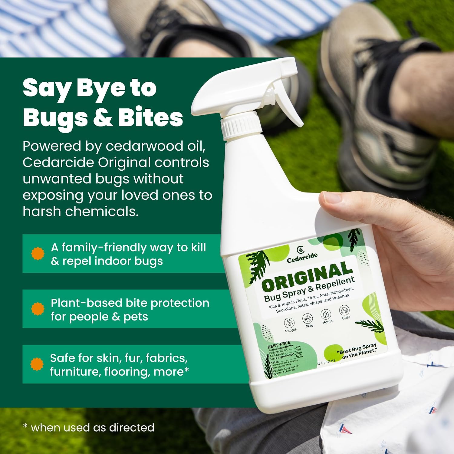 Cedarcide Original Bug Spray | Repel & Kill Fleas, Ticks, Mosquitoes, Mites, Ants & Chiggers | for use on People