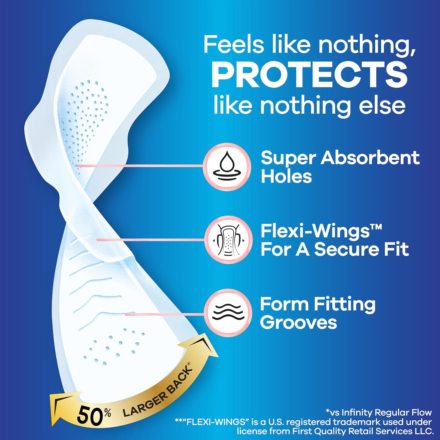 Always Infinity FlexFoam Pads for Women, Size 4, Overnight Absorbency, Unscented, 28 Count