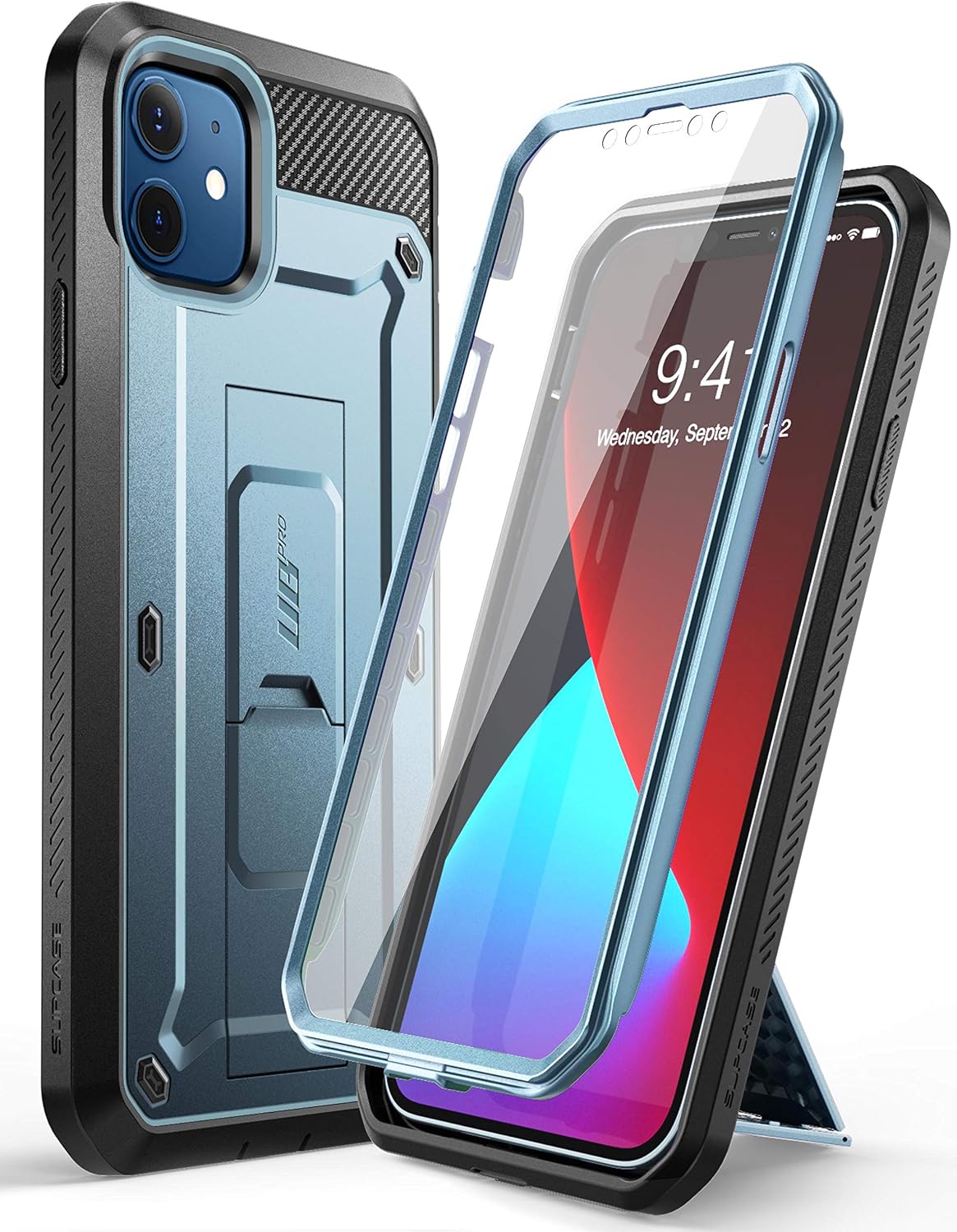 SUPCASE for iPhone 12 Mini Case (5.4 inch) with Screen Protector, Cerulean