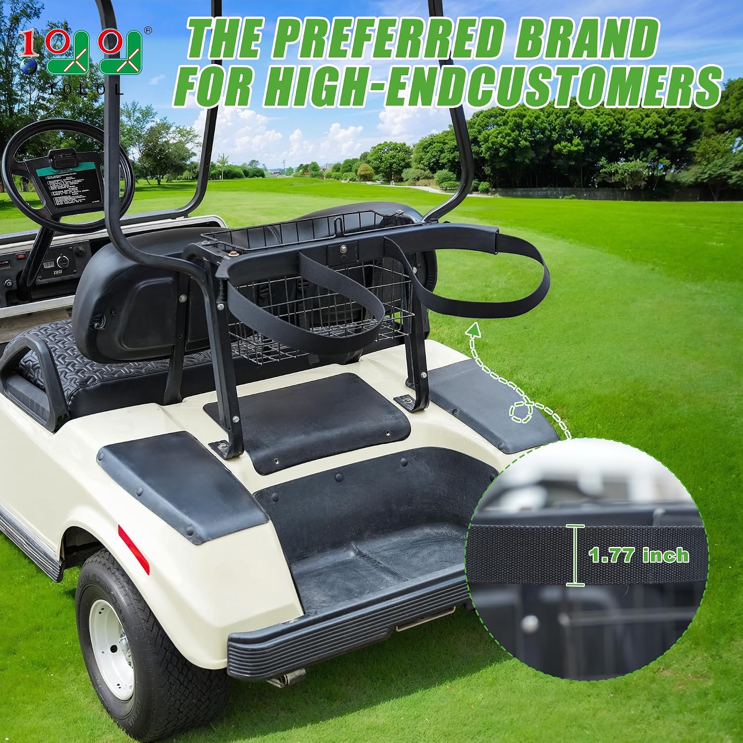 10L0L Golf Cart Bag Holder for Club Car DS 1987-Up Gas & Electric
