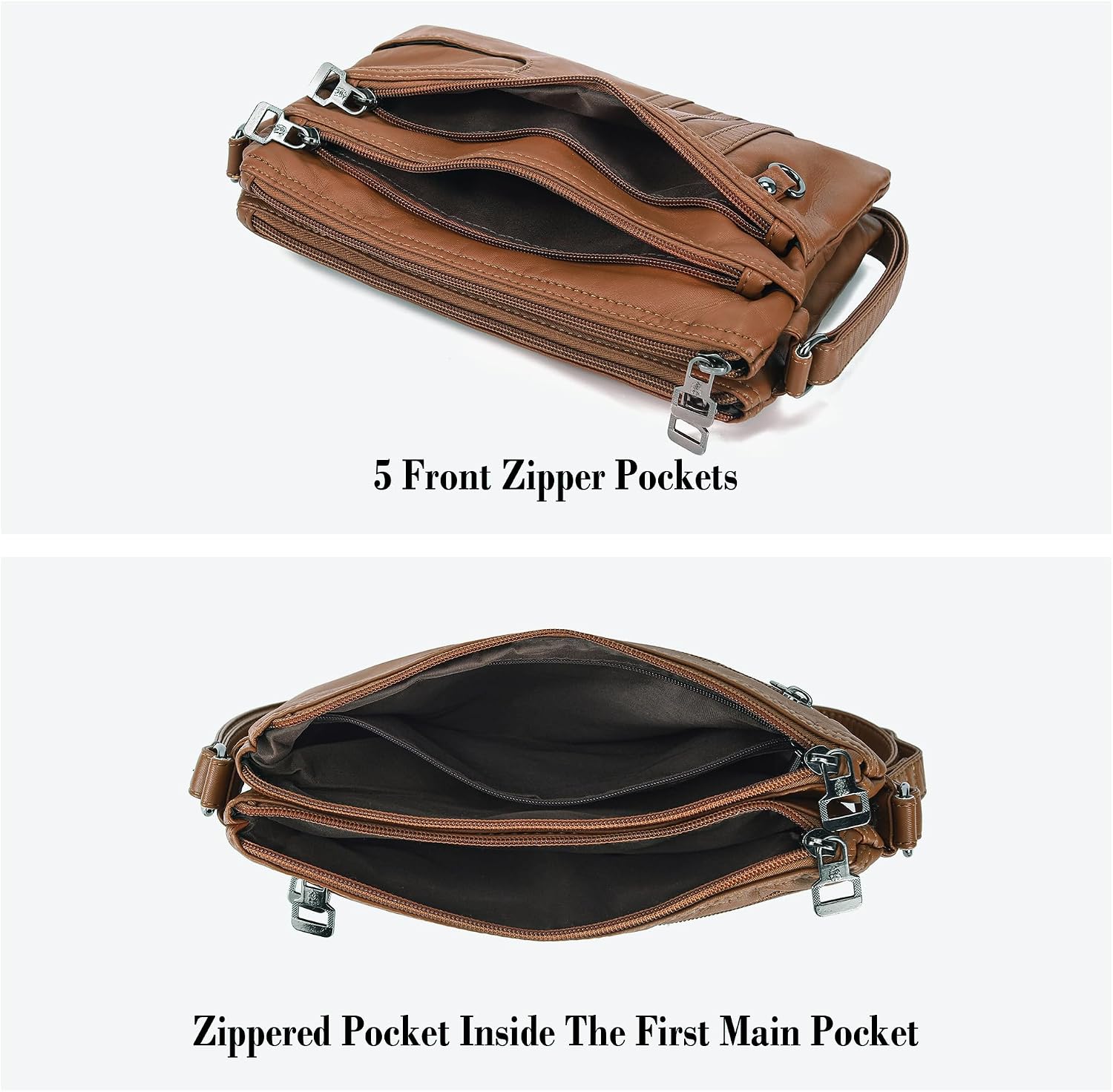MINICAT Multi Pocket Small Crossbody Purses for Women Everyday Shoulder Bag | Lightweight Organizer, Cross body Bag with Multiple Zipper Pockets, Vegan Leather, Phone Purse for Travel Casual Daily