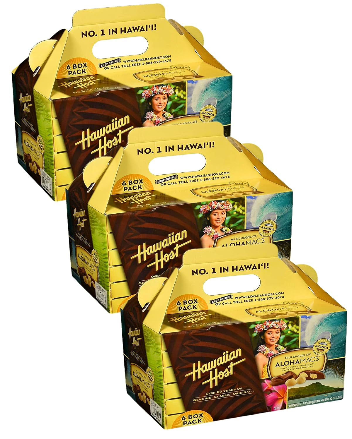 Hawaiian Host Aloha Macs Milk Chocolate Macadamia Nuts (6 ounce box, 12 pieces) (1 Box)