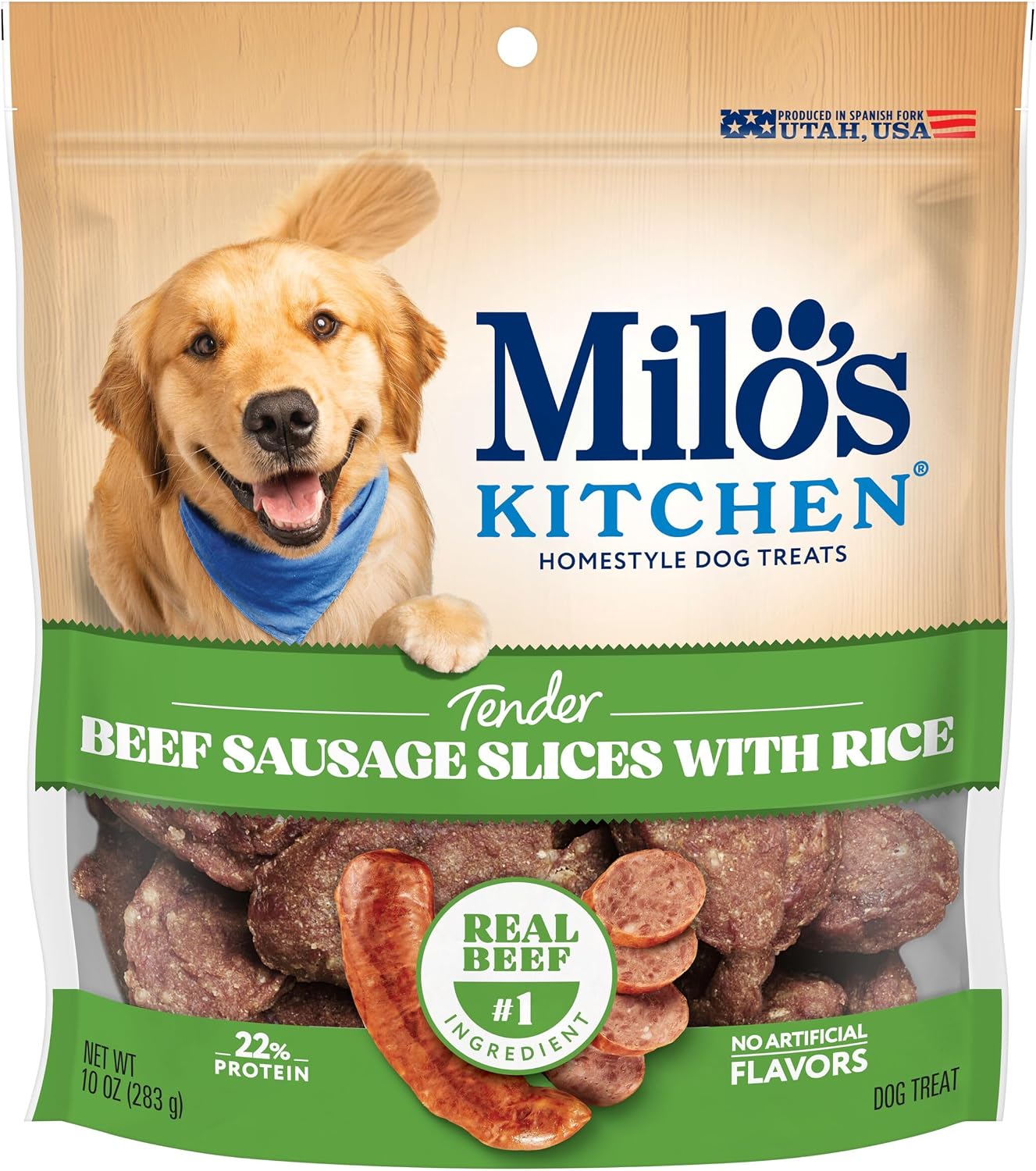 Milo’s Kitchen Chicken & Apple Sausage Slices Dog Treats, 18 Oz. Bag