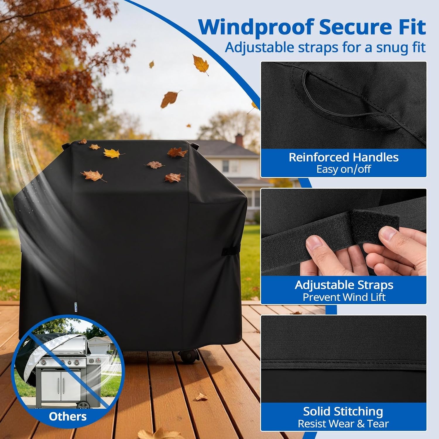 2 Burner Gas Grill Cover 32 inch, Heavy Duty Waterproof Small BBQ Grilling Cover, Compatible for Weber Char-Broil Nexgrill and More Grills with Collapsed Side Tables, All Weather Protection