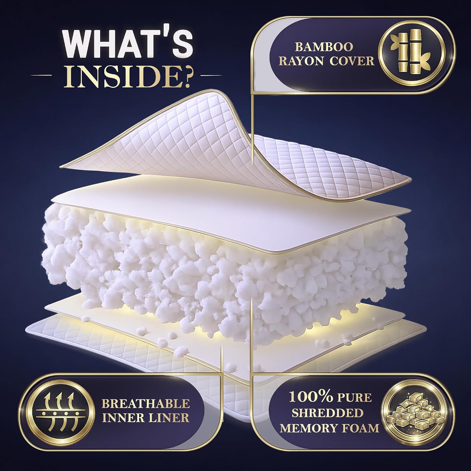 Royal Therapy Queen Size Set of 2-Shredded Memory Foam Pillow–Adjustable Memory Foam Pillow for Sleeping, Firm Pillow for Neck & Shoulder Support