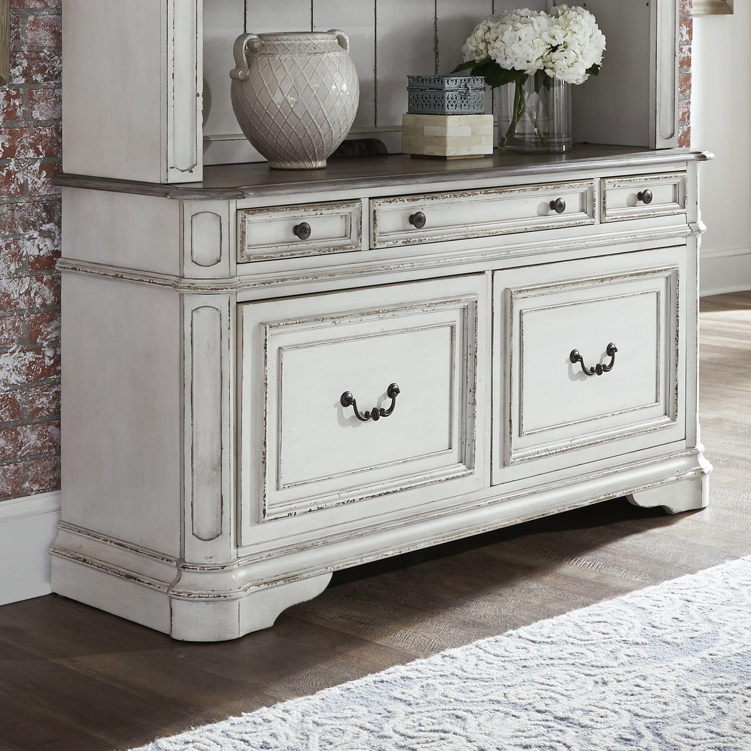 Liberty Furniture Industries Magnolia Manor Lift Top Writing Desk, W56 x D28 x H30, White