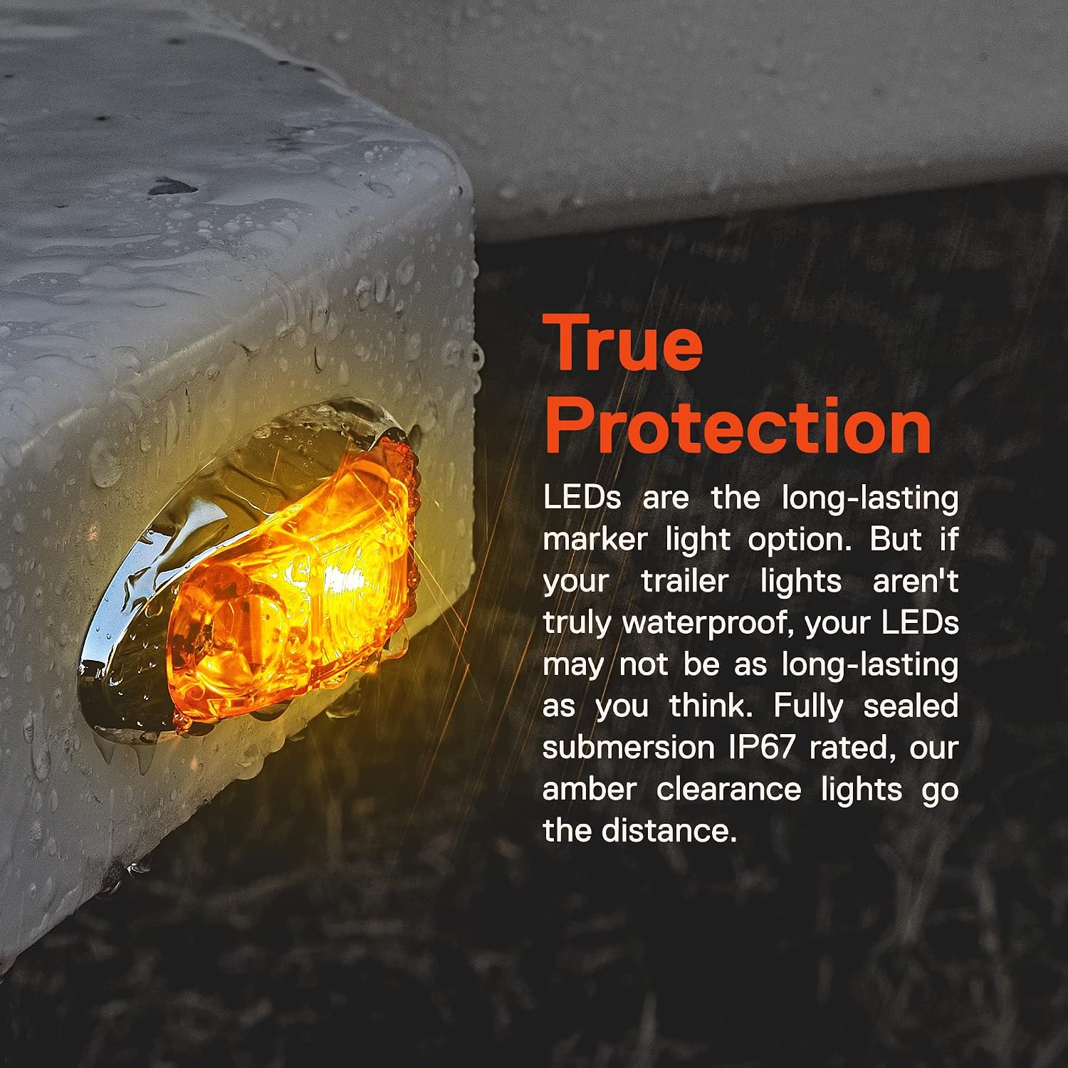 TRUE MODS 2pc 2.5" Amber Oval LED Trailer Marker Lights for Boat Trailer RV
