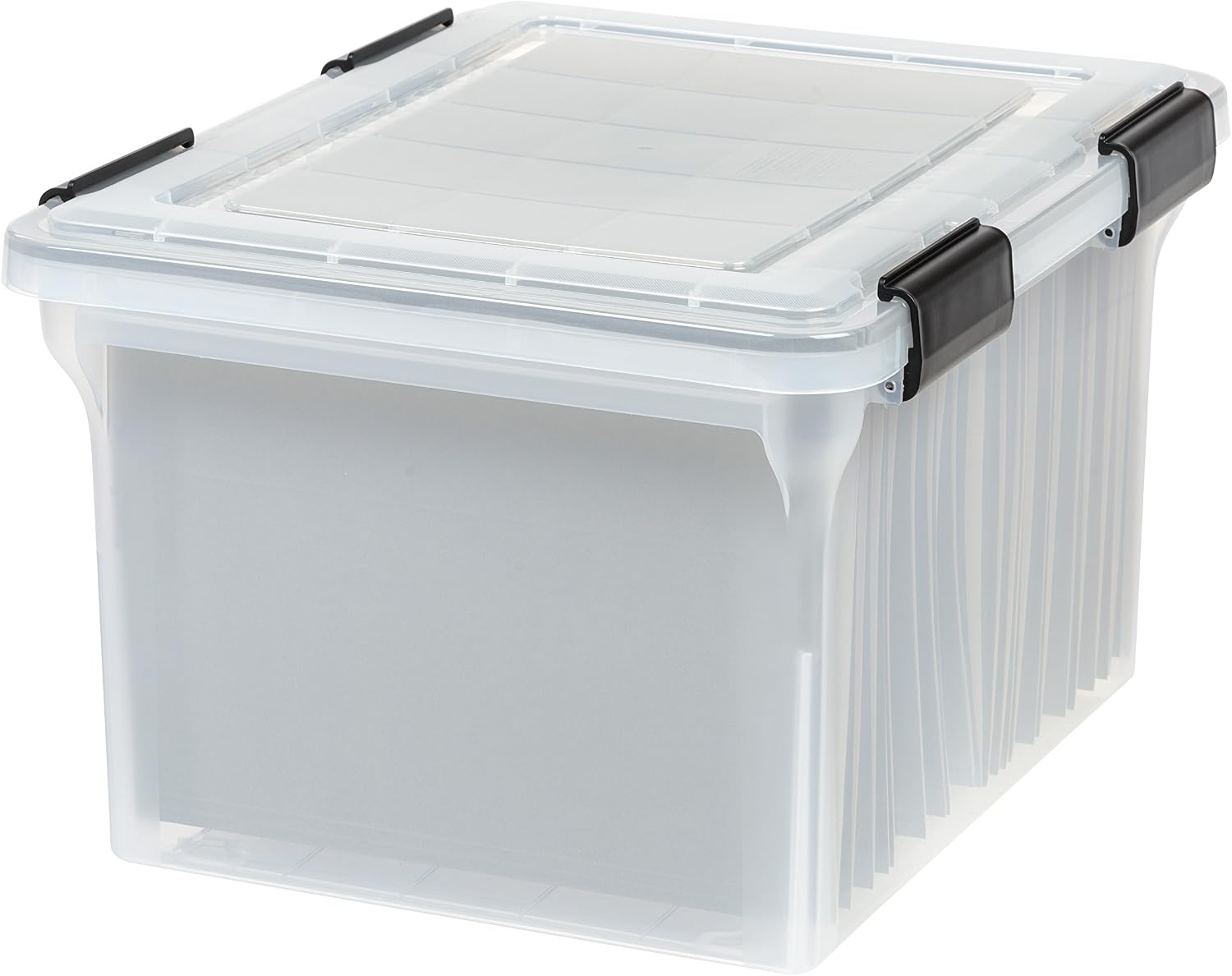 IRIS USA 5-Pack 44 Qt. Letter File Box with Hinged Lid, Clear | Protect important documents, letter and legal files with secure storage for home offices, moving, and long-term organization