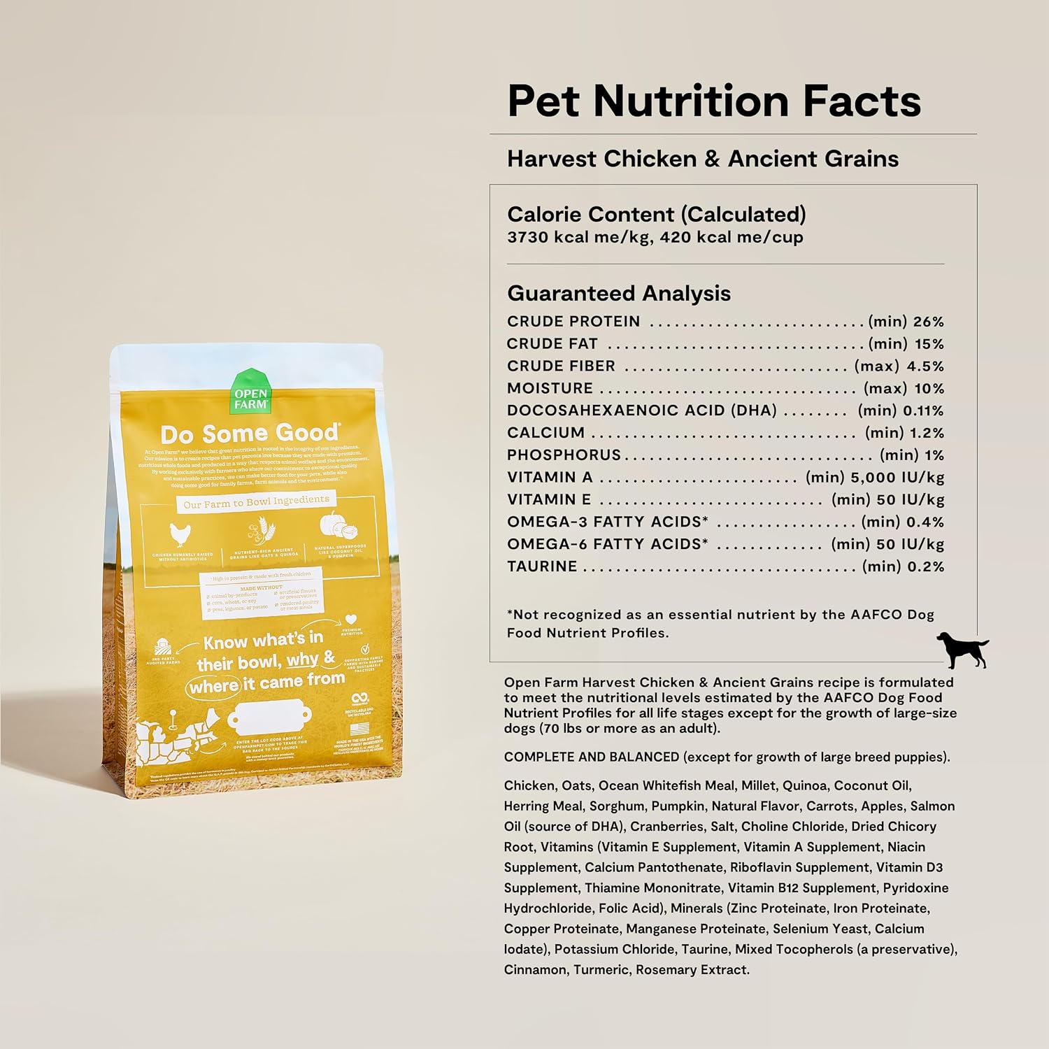 Open Farm Ancient Grains Dry Dog Food, Grass-Fed Beef Kibble, 11lb Bag
