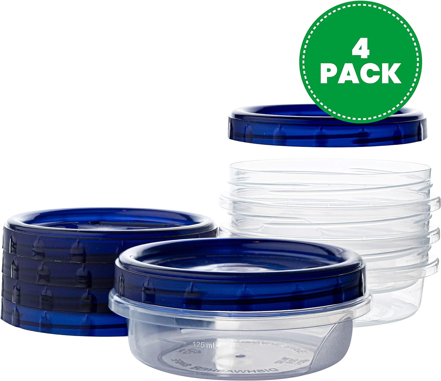 PLASTICPRO Twist Top Deli Containers Clear bottom With blue [32 oz 3 Pack]