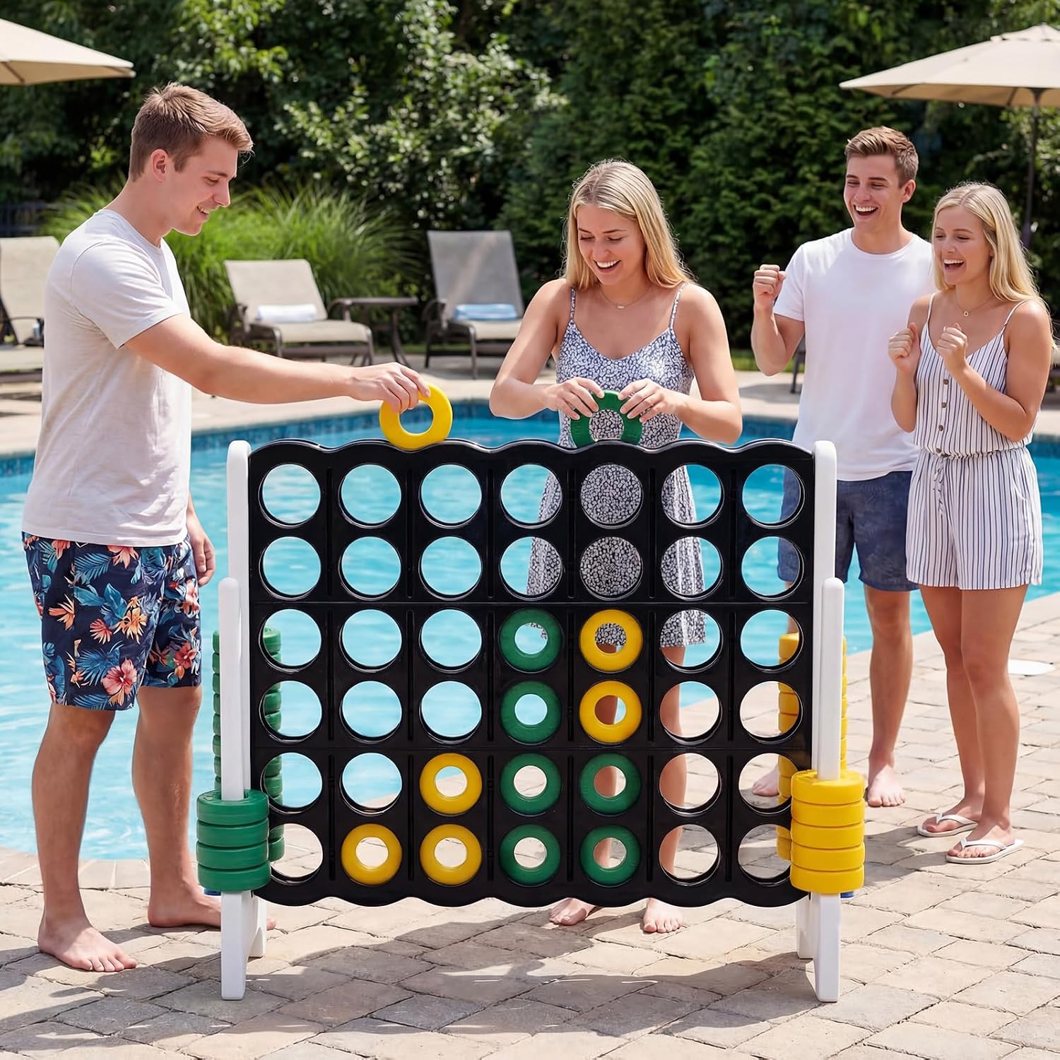 Costzon Giant 4-in-A-Row, Jumbo 4-to-Score Giant Game Set for Kids & Adults, Indoor Outdoor Yard Connect Game