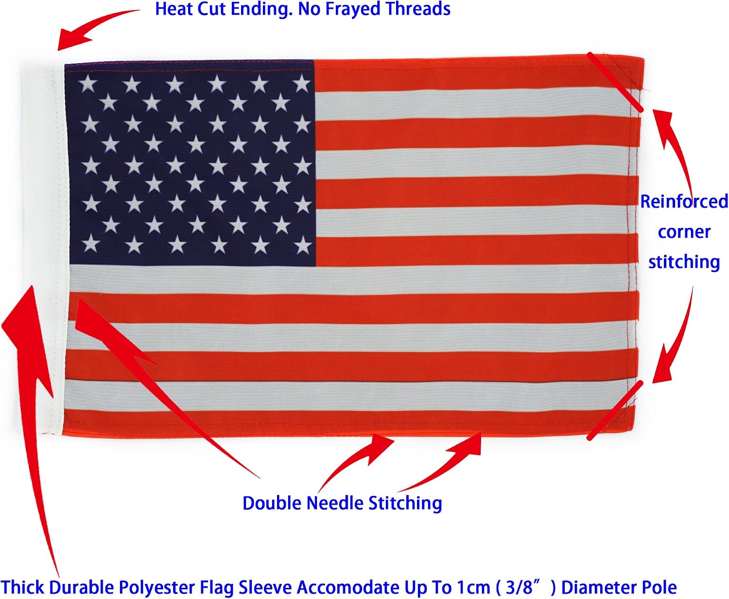 Motorcycle Flag 6 x 9 Or 10 x 15 Inch (6"X9", USA)