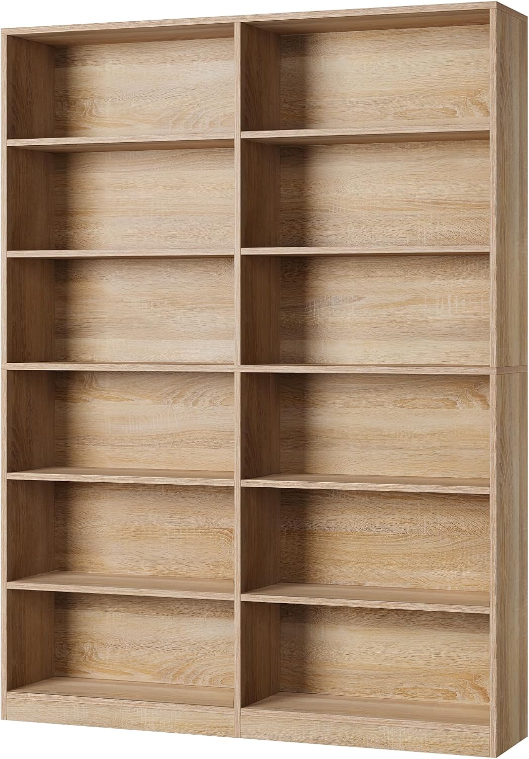 Bookshelf Tall Bookcase, 6-Tier Double Wide Bookshelves, White | Freestanding Display Storage Shelves, Tall and Large Book Shelves for Home Decor Bedroom, Living Room, Home Office, Library