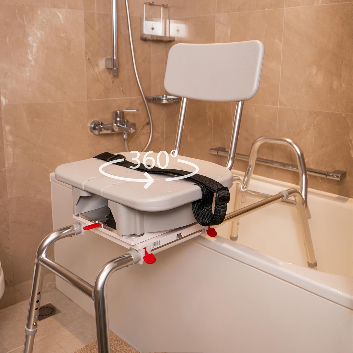 Tub Transfer Bench with Swivel Seat, for Elderly & Disabled, Standard | Eagle Health Supplies Sliding Shower Chair for Inside Shower, FSA/HSA eligible, Height Adjustable, 77662