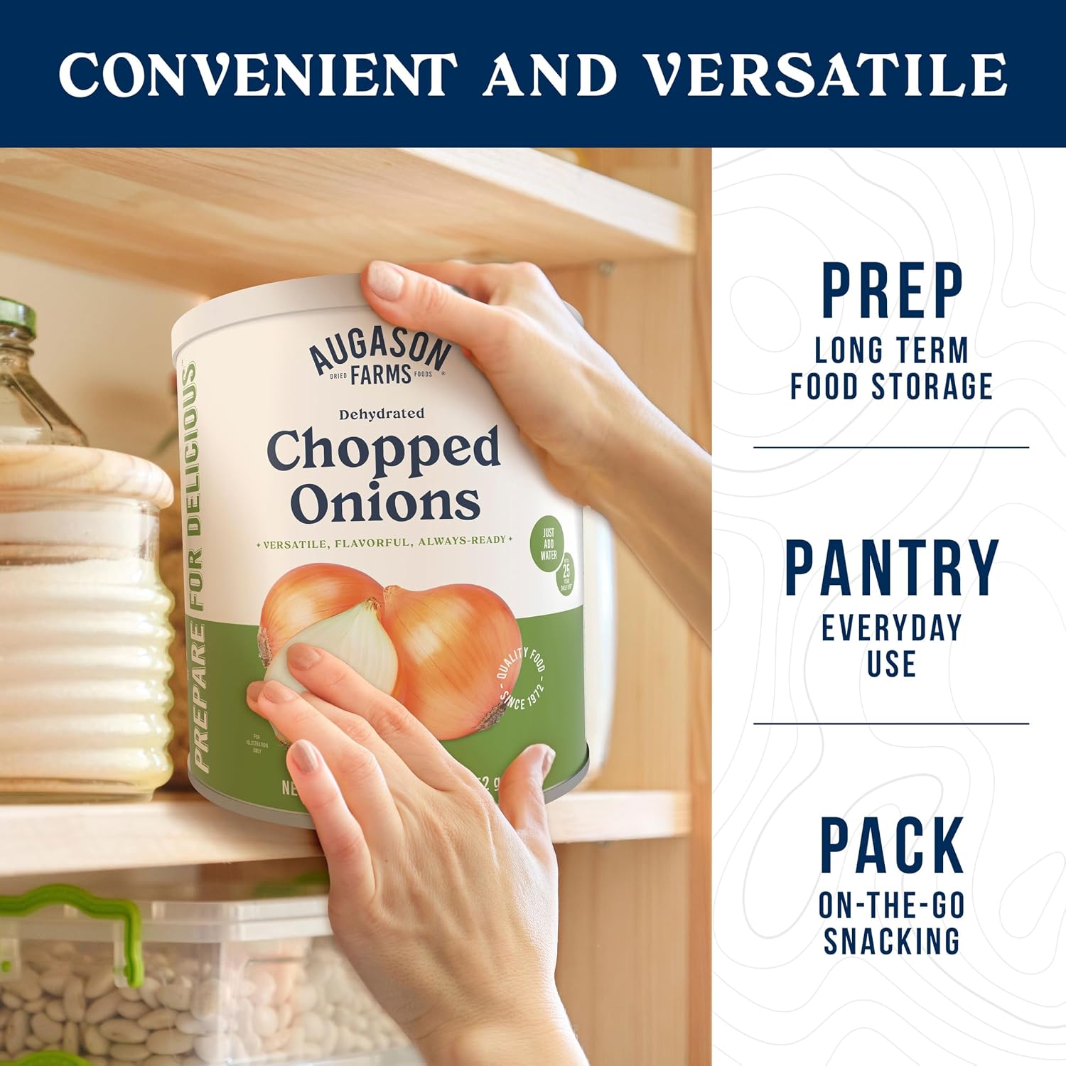 Augason Farms Dehydrated Chopped Onions Can | Emergency Food Supply, 130 Servings, 25 Year Shelf Life, Great for Cooking and Baking, Dehydrated Meals