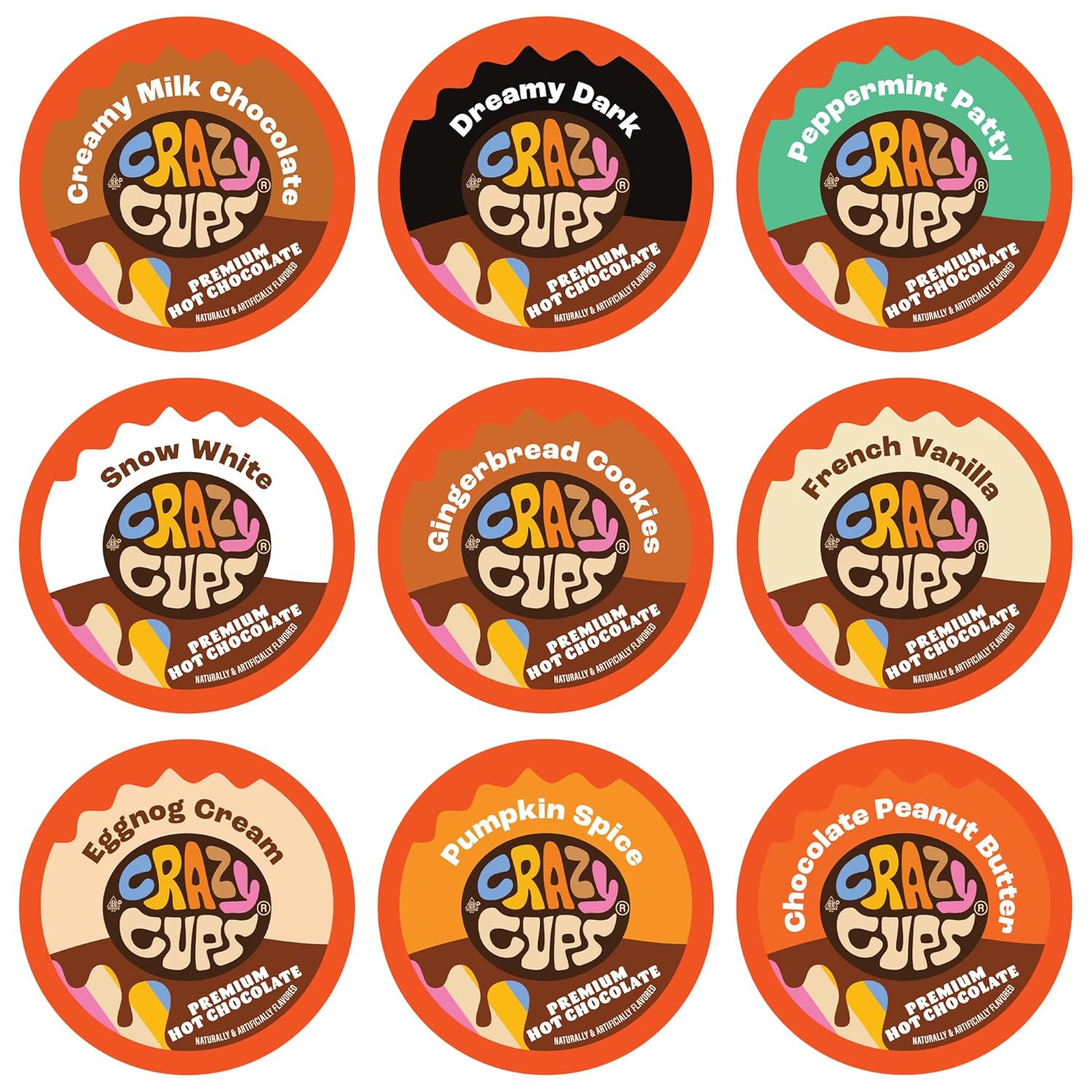 Crazy Cups Seasonal Premium Hot Chocolate Single Serve Cups for Keurig K Cup Brewers Variety Pack Sampler, 40 Count