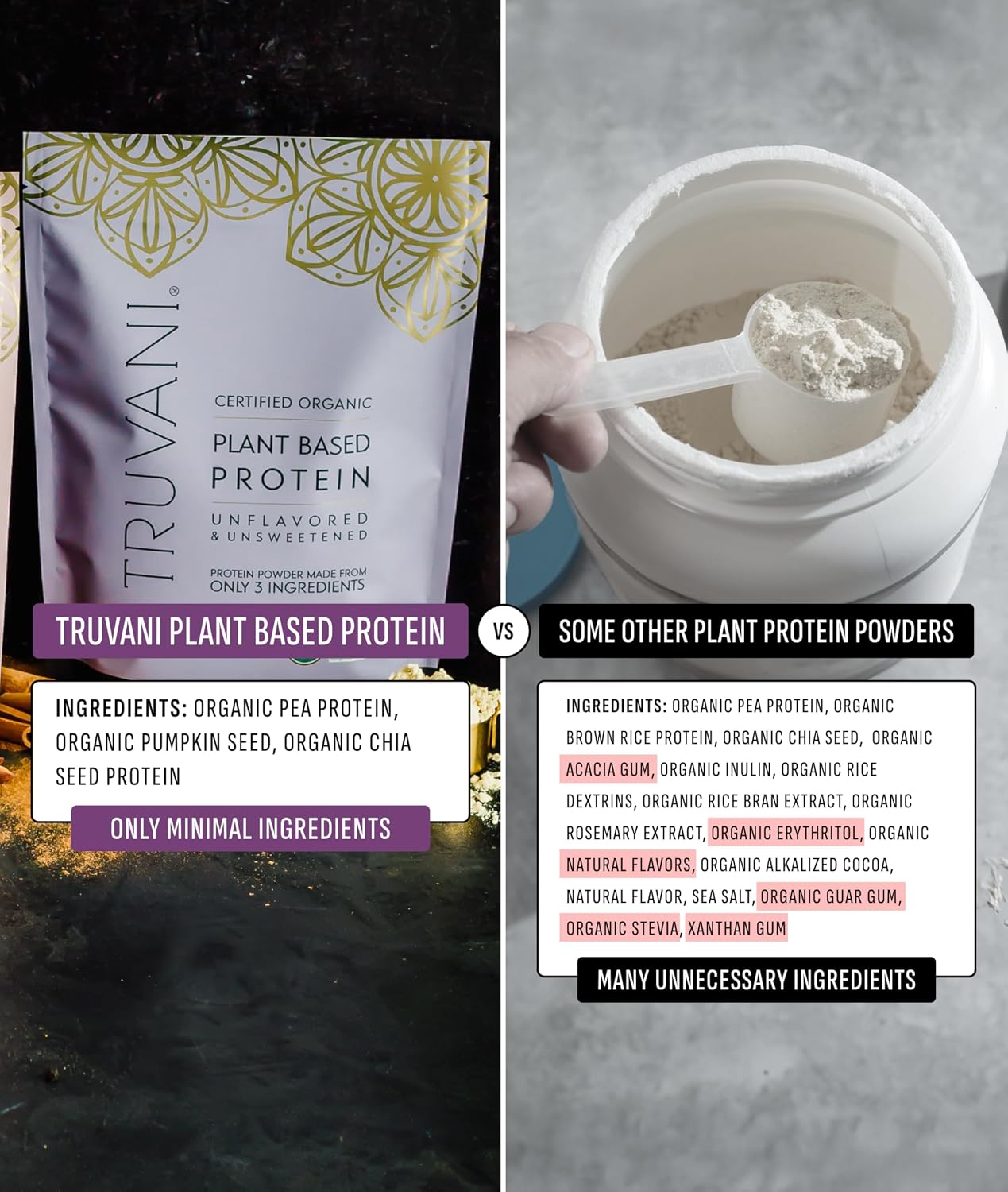 Truvani Organic Plant Based Protein Powder | Chocolate Peanut Butter