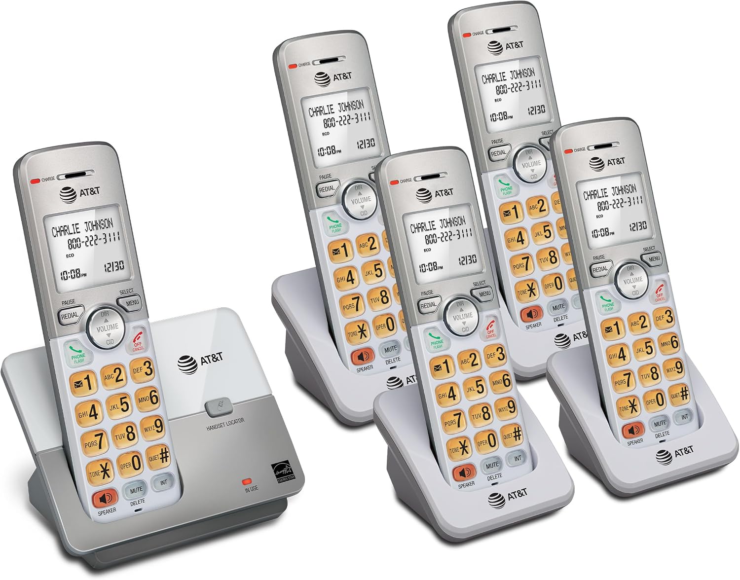 AT&T EL52213 2-Handset Cordless Phone, Light Champagne | Digital Answering System, Extra-Large Backlit Keys, Caller ID/Call Waiting, DECT 6.0, Expandable Speakerphone