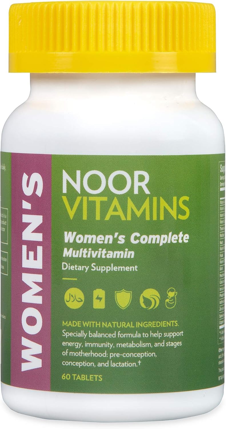 Noor Vitamins Halal Womens Multivitamin & Mineral I Once Daily Vitamin Supplement I Vegan | Supports Energy, Immunity, Metabolism