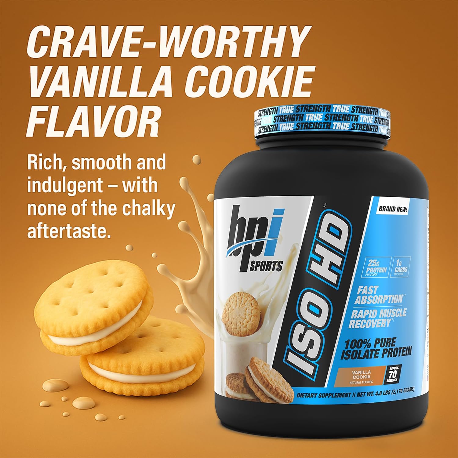 BPI Sports ISO HD Isolate Protein Powder – 100% Whey Isolate, Protein Powder for Muscle Gain - Chocolate Brownie, 5.4 Pounds - 69 Servings