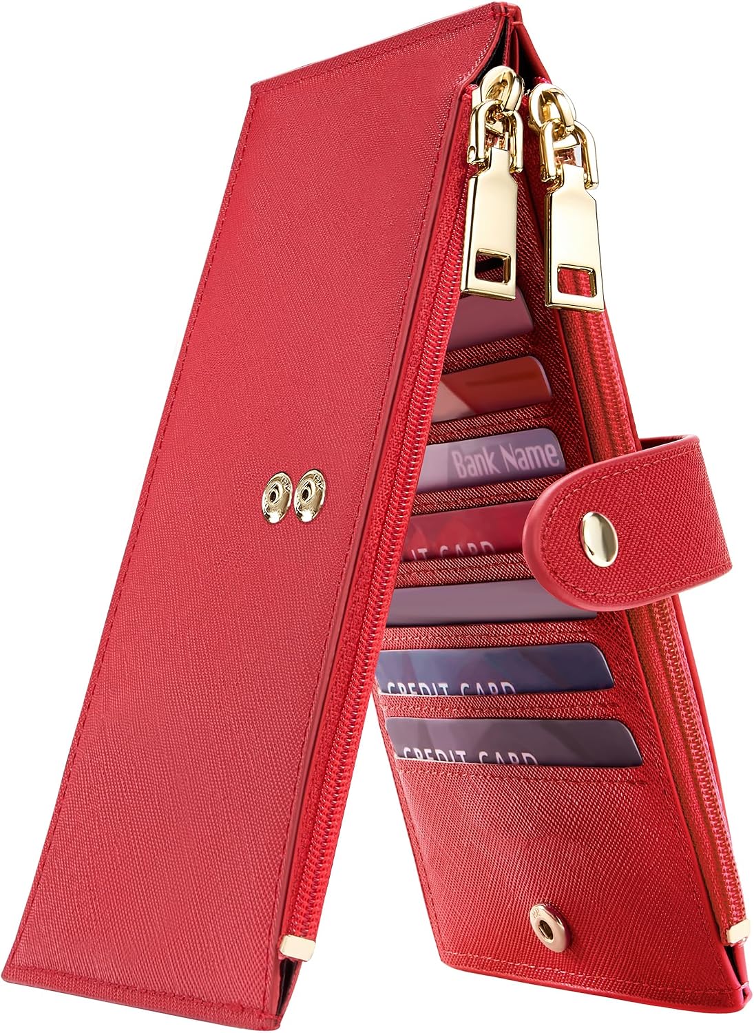 Travelambo RFID Wallet Women Large Size Bifold Multi Card Wallet Case with Zipper Pocke Credit Card Holder for Women