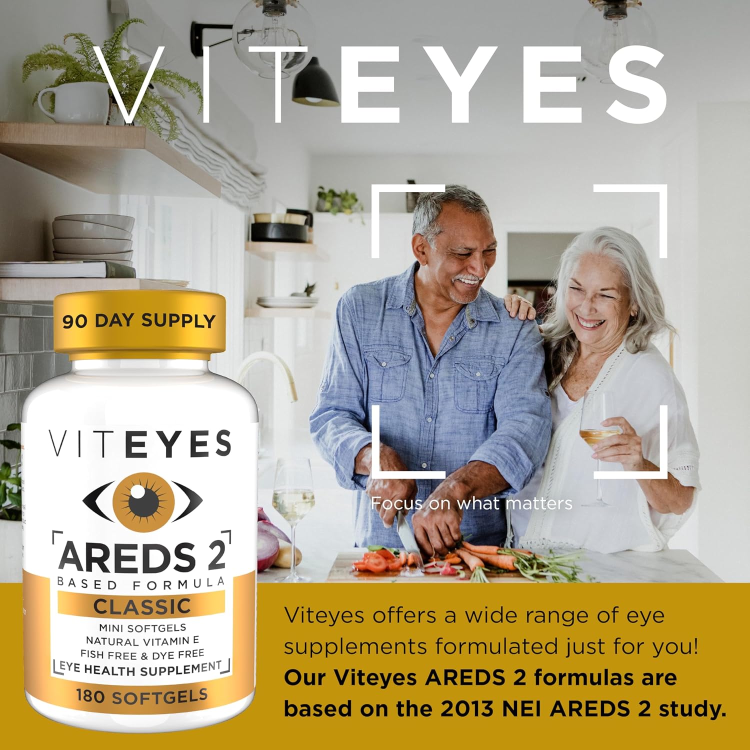 Viteyes AREDS 2 Classic Macular Health Formula Softgels, Eye Health Vitamin to Support Macular Health, Lower Zinc, Eye Vitamins, Macular Vitamins, Beta-Carotene Free, 180 Softgels