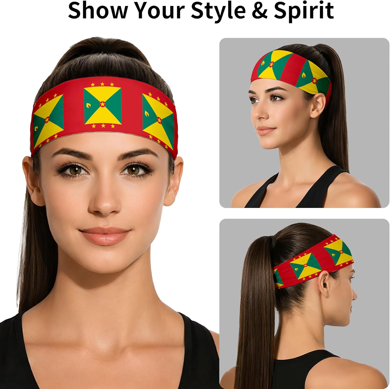 Sports Headband for Women Men,Flag Pattern Workout Head Band,Sweat Bands,Women Running Cycling Yoga Fitness,WorkoutSports Gift