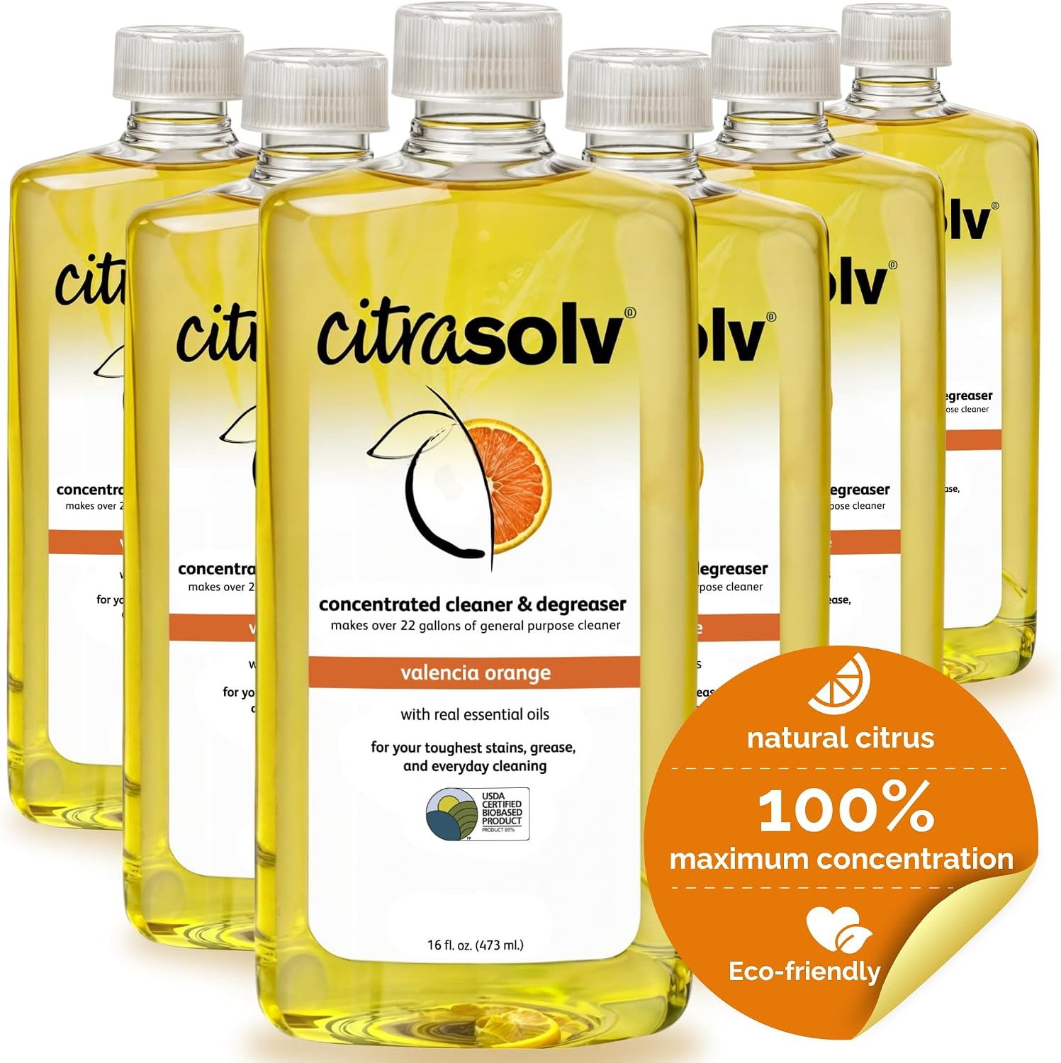 Citra Solv Concentrated Cleaner & Degreaser, Deodorizer, Home & Outdoor, Adhesive Remover, Paint Thinner, Natural Orange Oil, Valencia Orange 8 Fl Oz