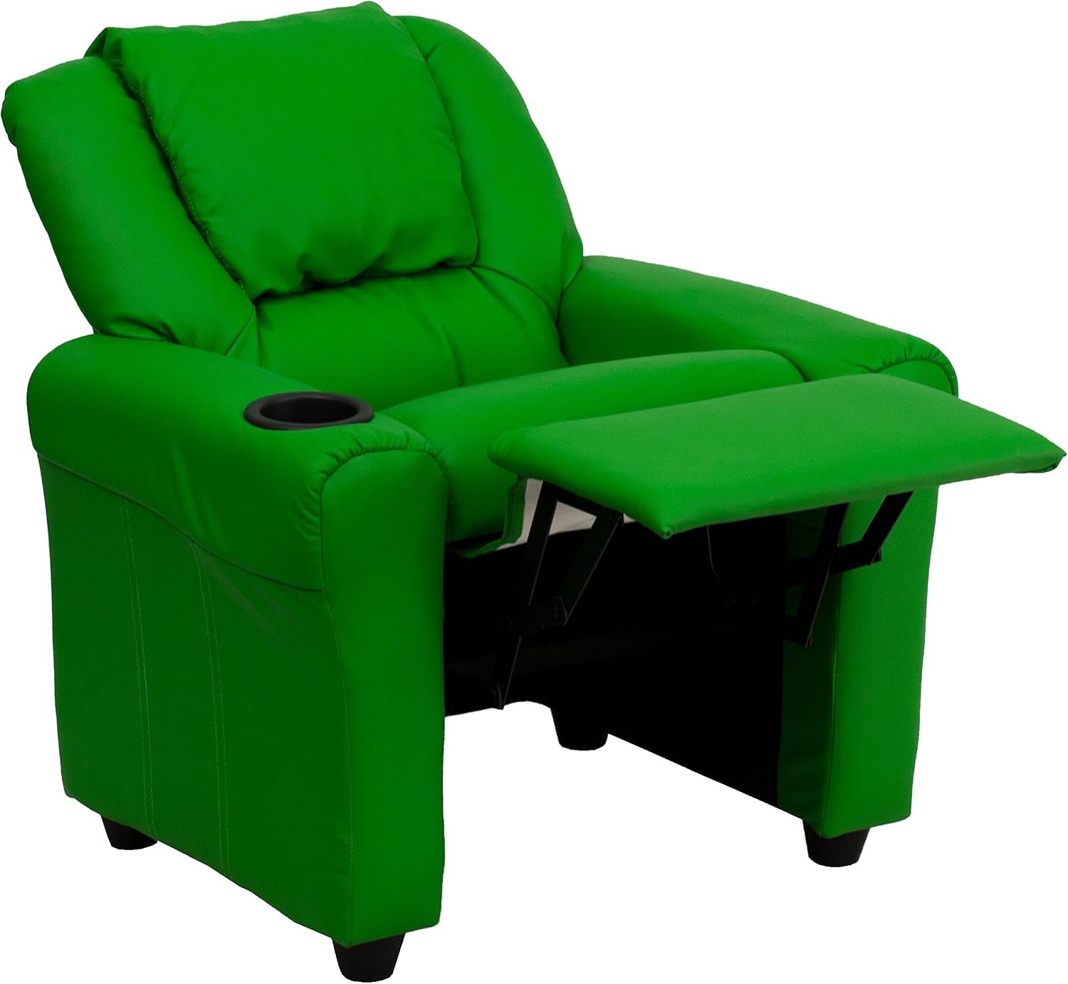 Flash Furniture Vana LeatherSoft Kids Recliner with Cup Holder, Headrest, and Safety Recline, Contemporary Reclining Chair for Kids, Supports up to 90 lbs., Brown | Manual Recline, Padded Seat and Back, Child-Friendly Design, Safety Recline Feature