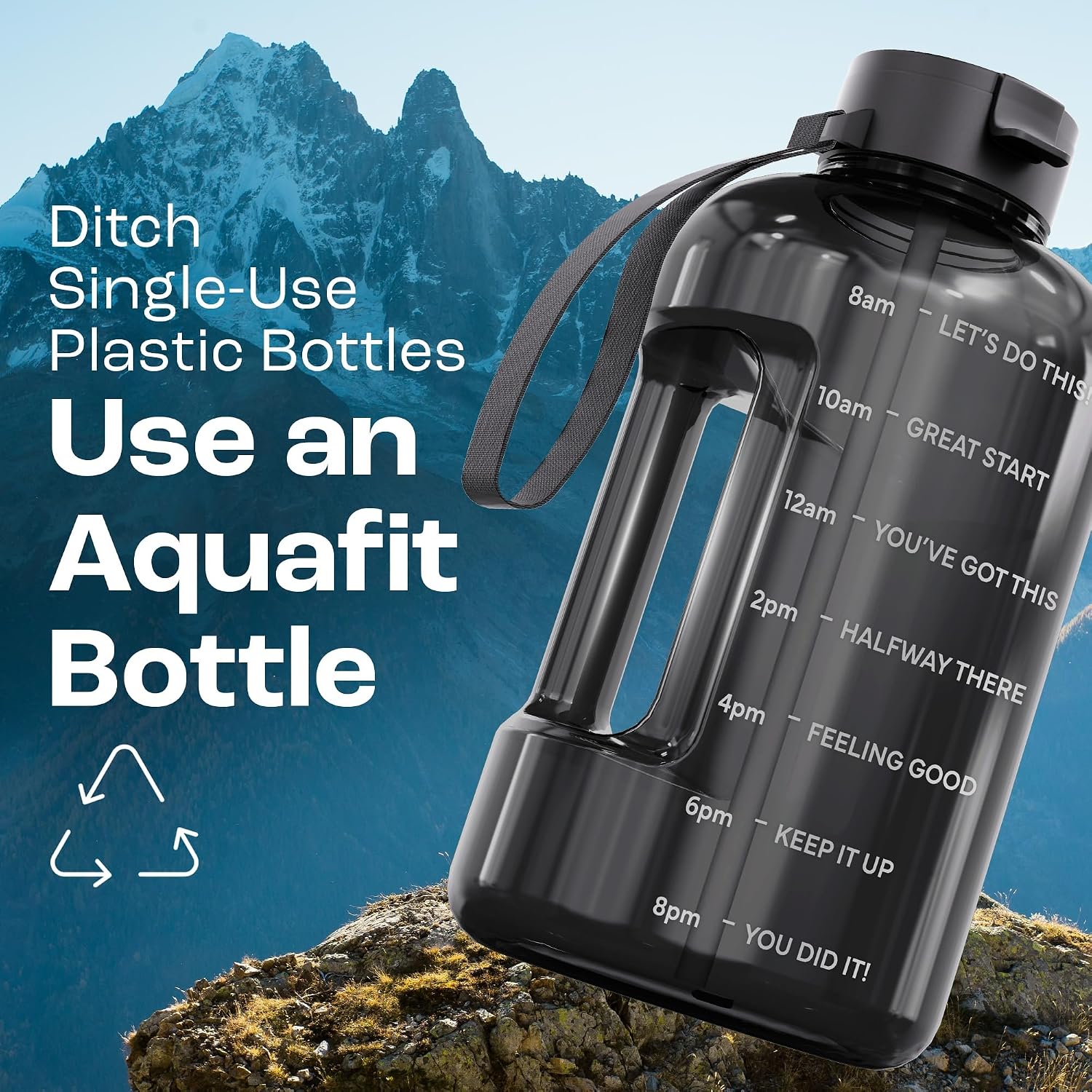 AQUAFIT 1 Gallon Water Bottle with Time Marker
