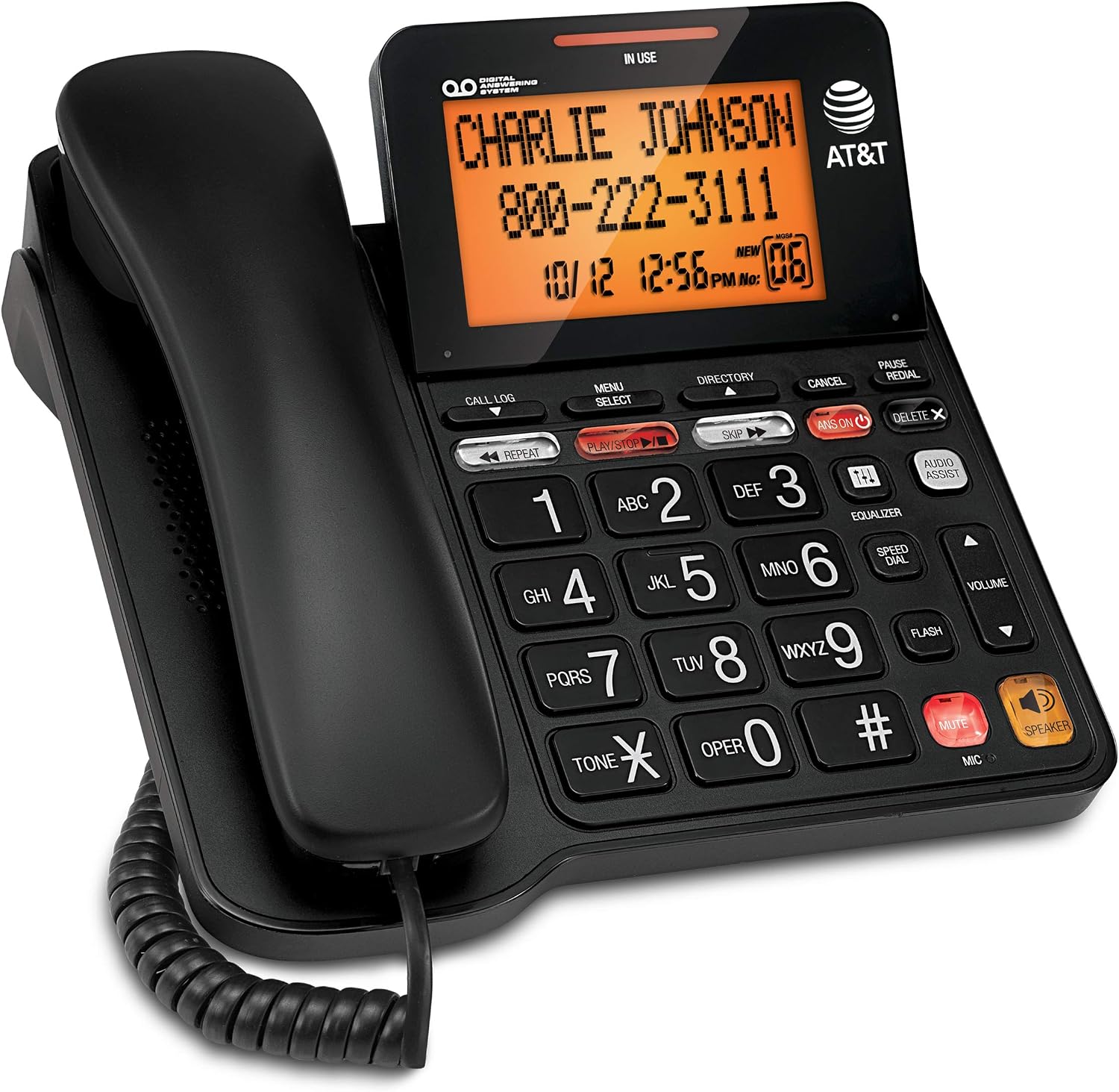 AT&T CL4940 Corded Phone with Digital Answering System, Caller ID, Large Tilt Display
