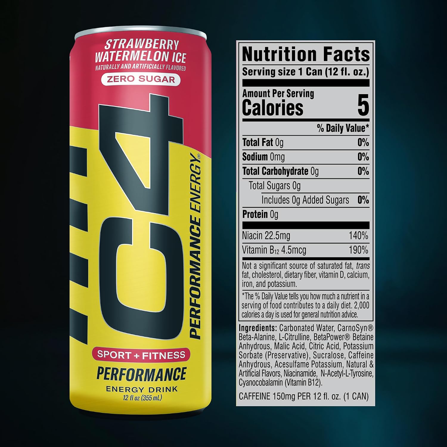 C4 Smart Energy Drink, 200mg Caffeine, 12 Fl Oz 12pk