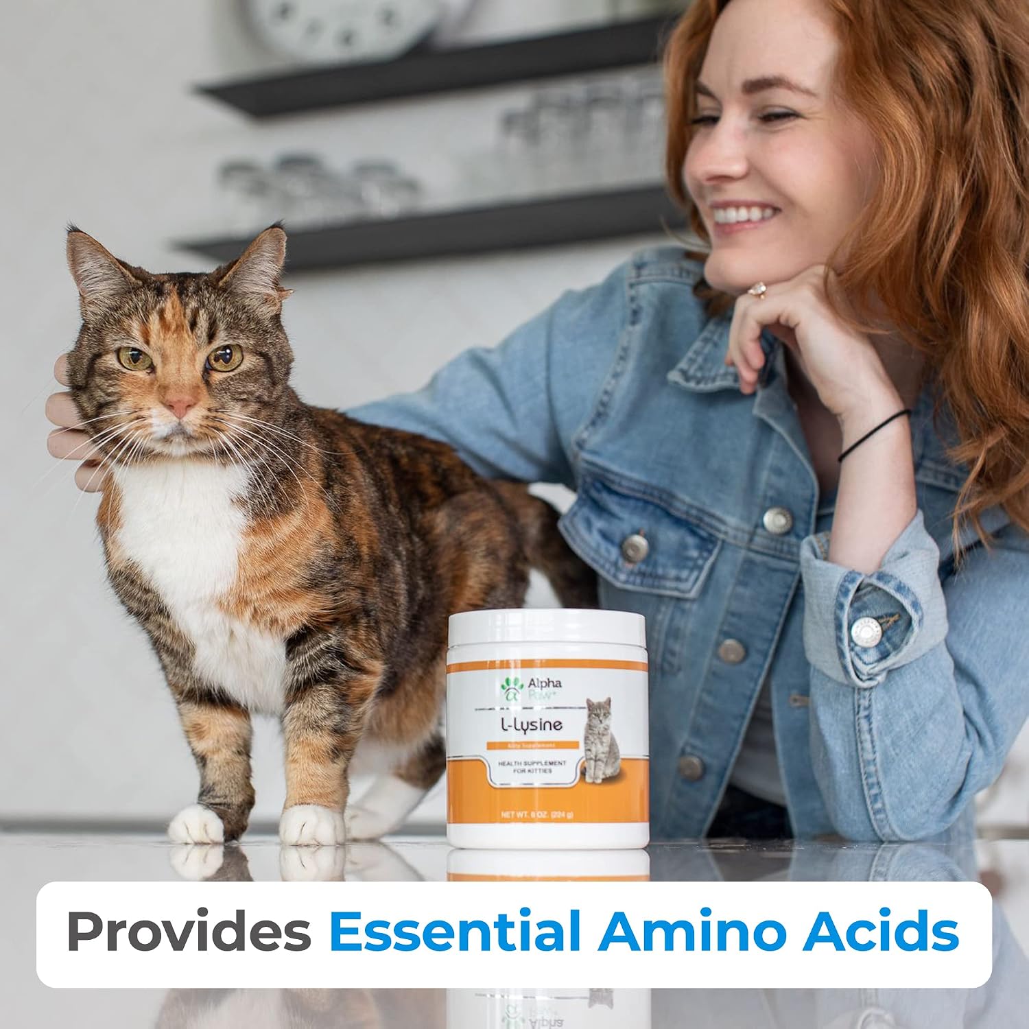 Alpha Paw - Human Grade for Pets - Cat Lysine Supplement - Extra Servings 5-10 Month Supply - Natural Lysine (8 Ounces/227 Grams)