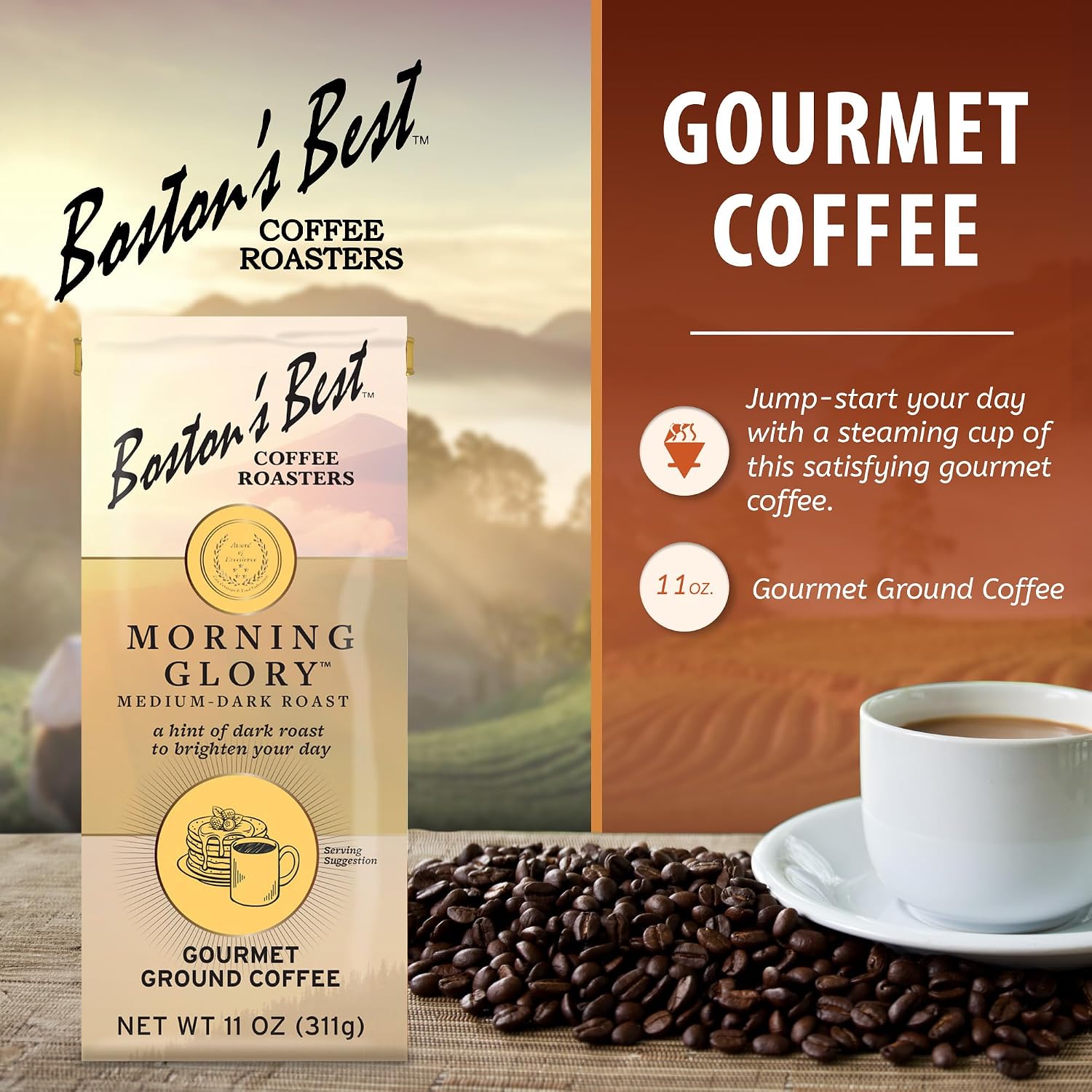 Boston’s Best Coffee - Fall-Inspired Pumpkin Spice Medium Roast Gourmet Delicious Flavored Coffee, Premium Ground - 11 oz. / 311 g Bag