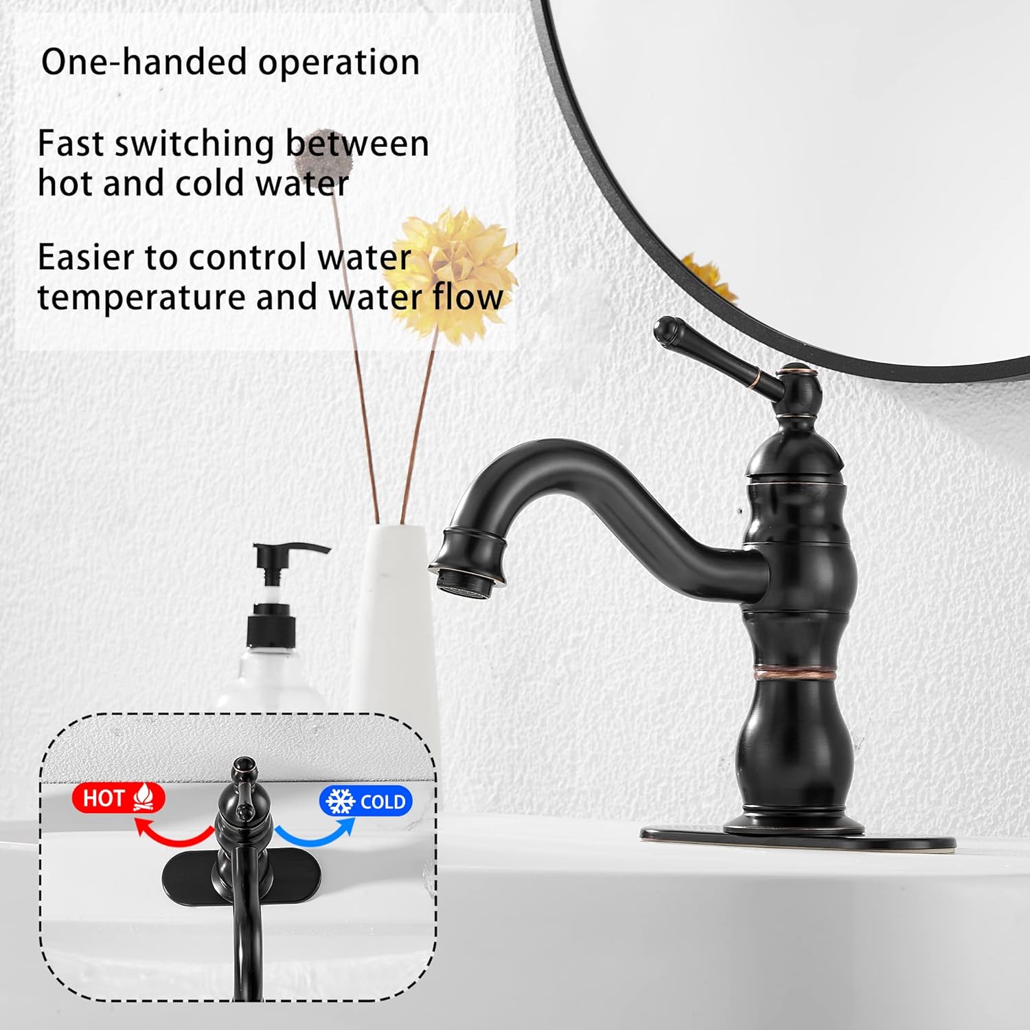 Oil Rubbed Bronze Bathroom Faucet Single Handle One Hole