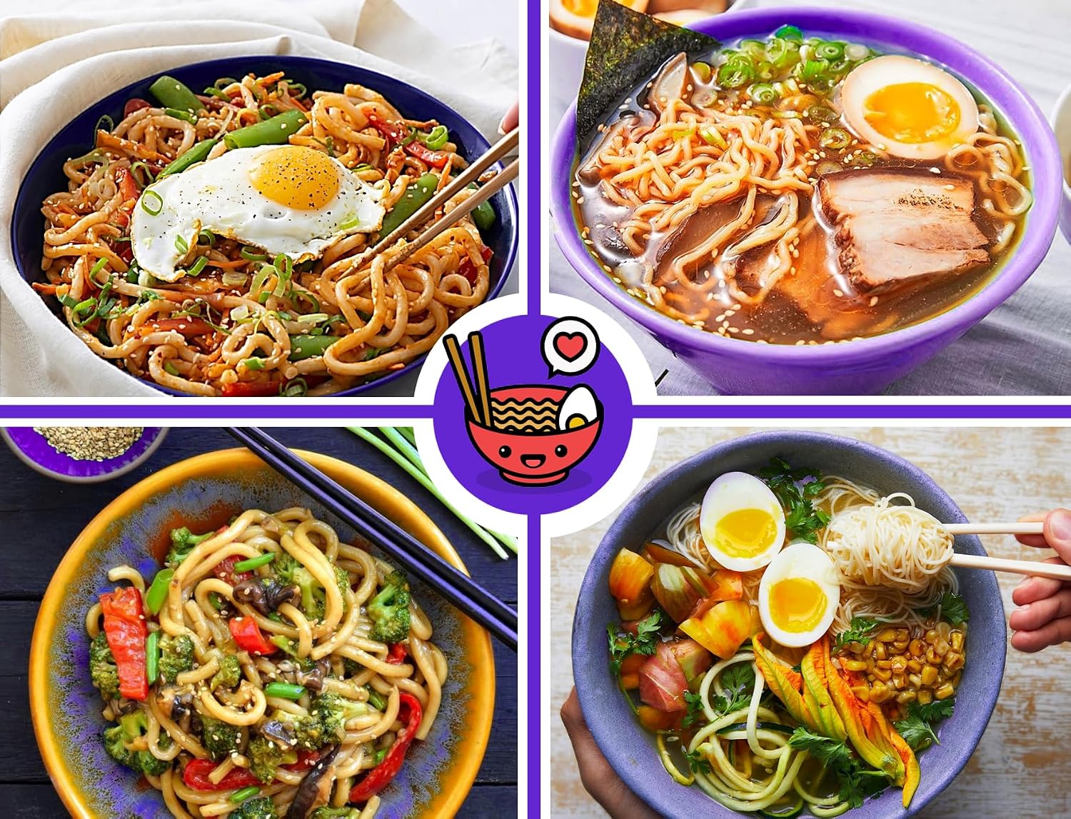 Unbreakable Ramen Bowl Set with Chopsticks and Spoon: 2 large Japanese Style Melamine Ramen Bowls