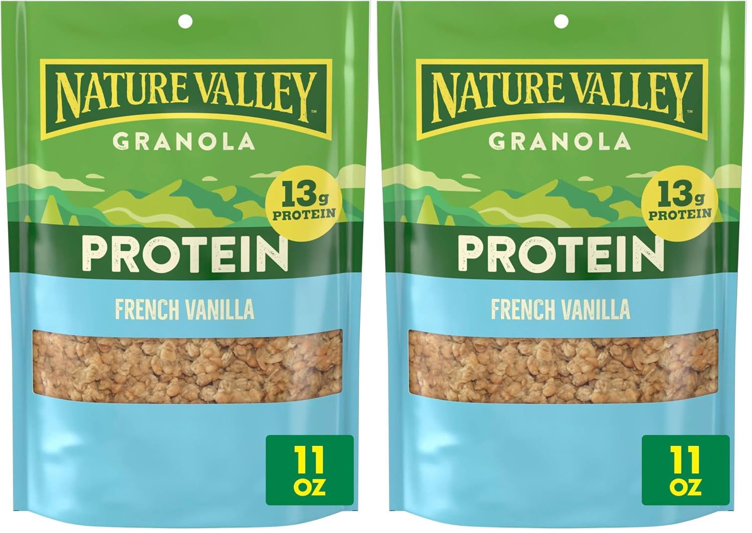 Nature Valley Oats & Honey Protein Granola, Resealable Pouch, 11 oz | 13g Protein & 33g Whole Grain per Serving, Good Source of Fiber, No Artificial Flavors or Colors